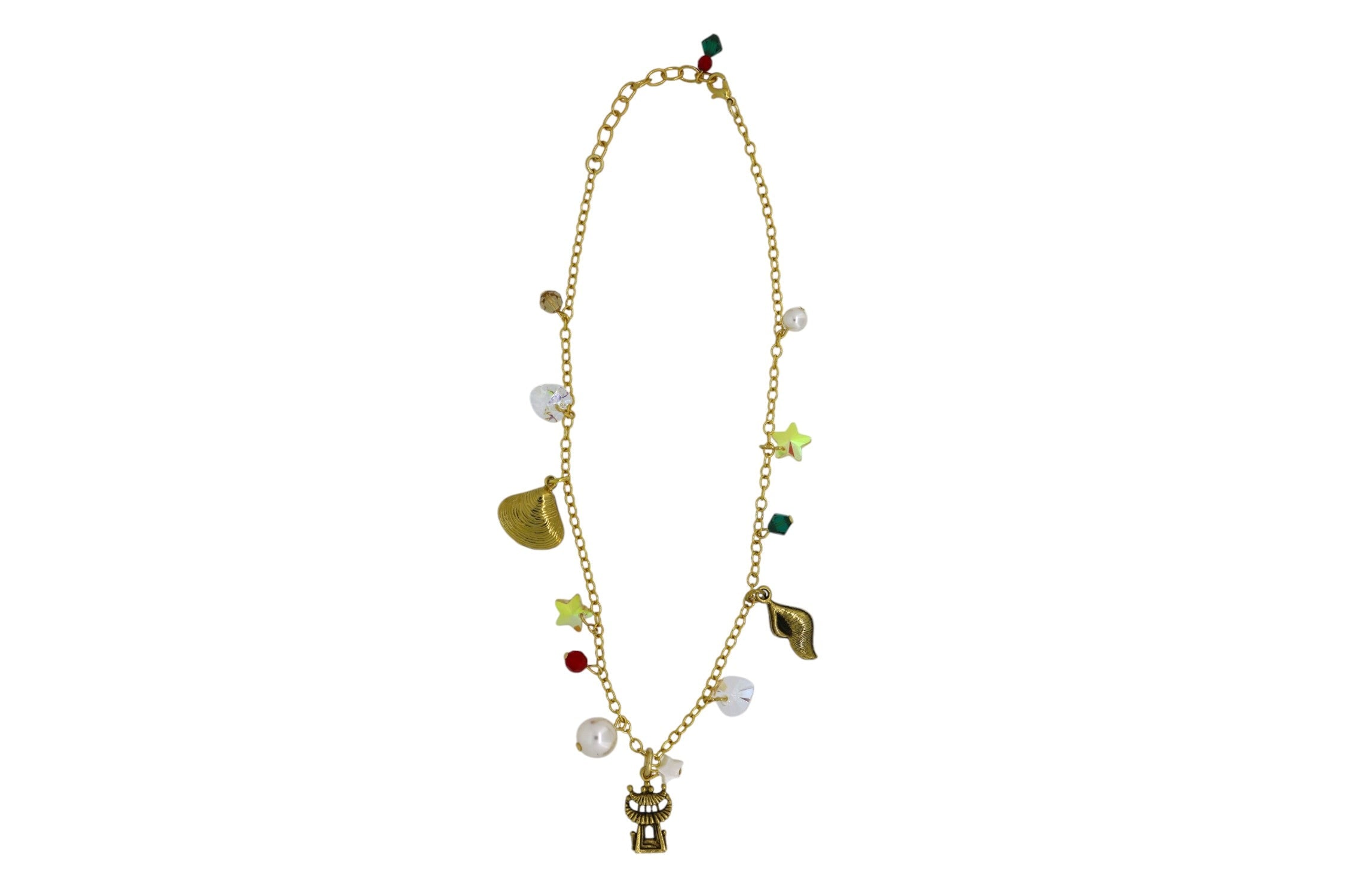 Vickisarge Women's Gold Yuletide Lit Shells Charm Necklace