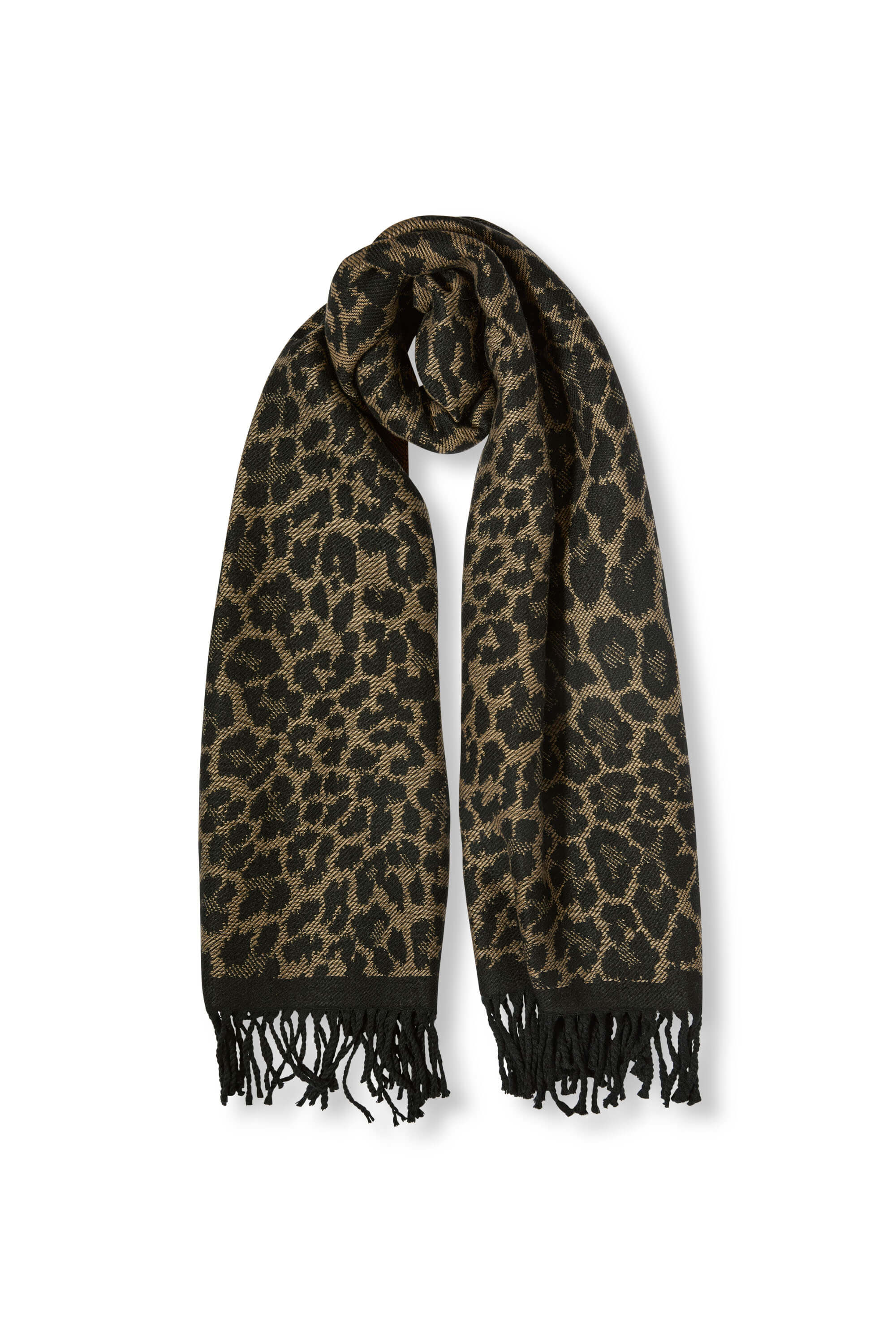 James Lakeland Women's Brown Leopard Tassel Camel Scarf In Brown