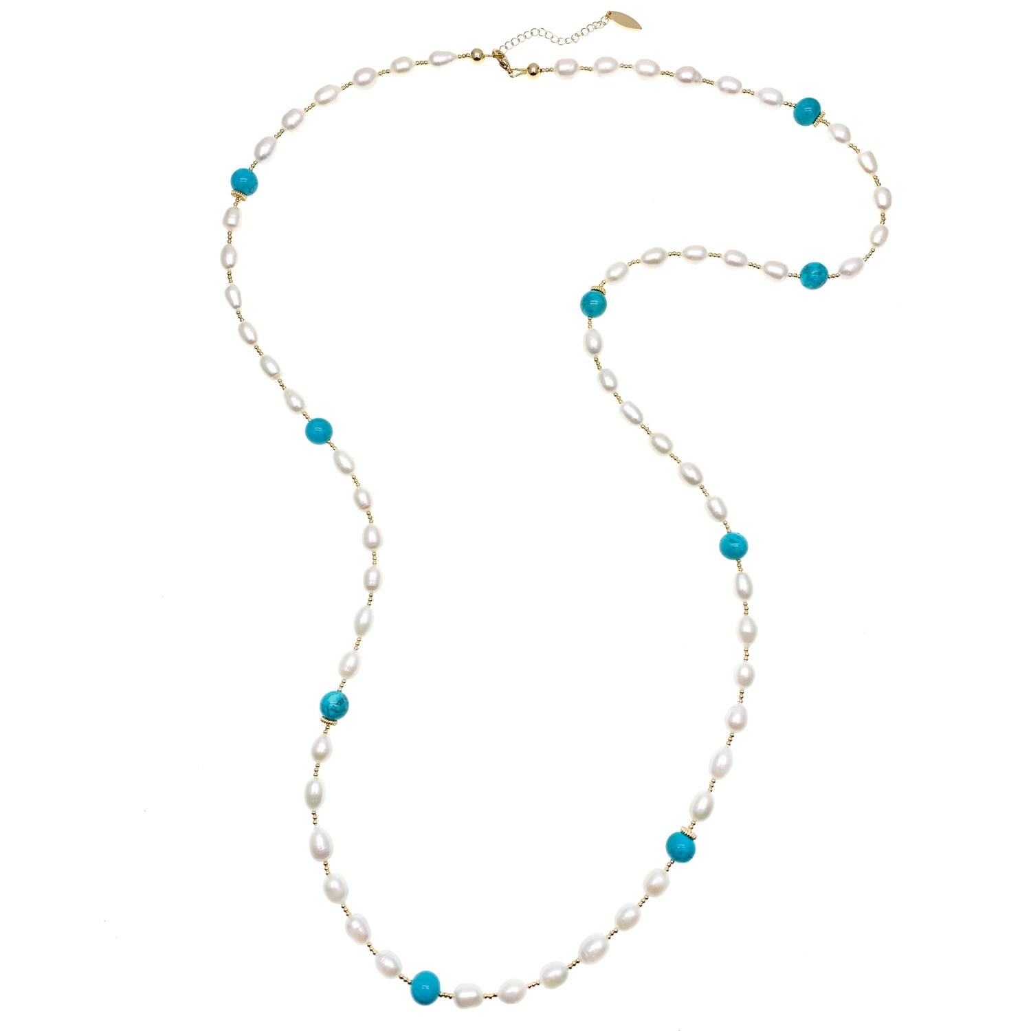 Farra Women's Blue / White Freshwater Pearls With Natural Amazonite Two-way Necklace In Multi