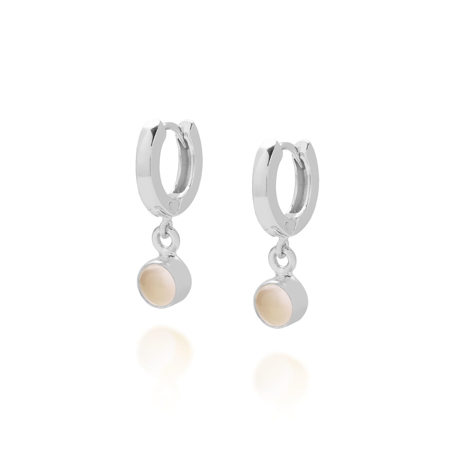 Nellou Jewellery Women's Neutrals / Silver Gem Hoop June Birthstone Earrings Sterling Silver - Moonstone