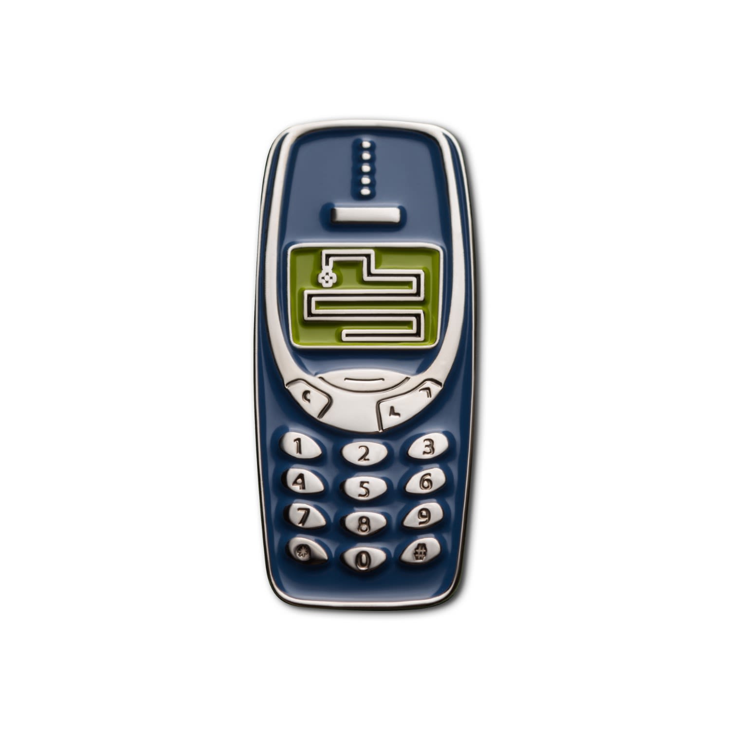Women's Blue / Green / Silver Enamel Pin Brick Phone: Snake | Make Heads Turn
