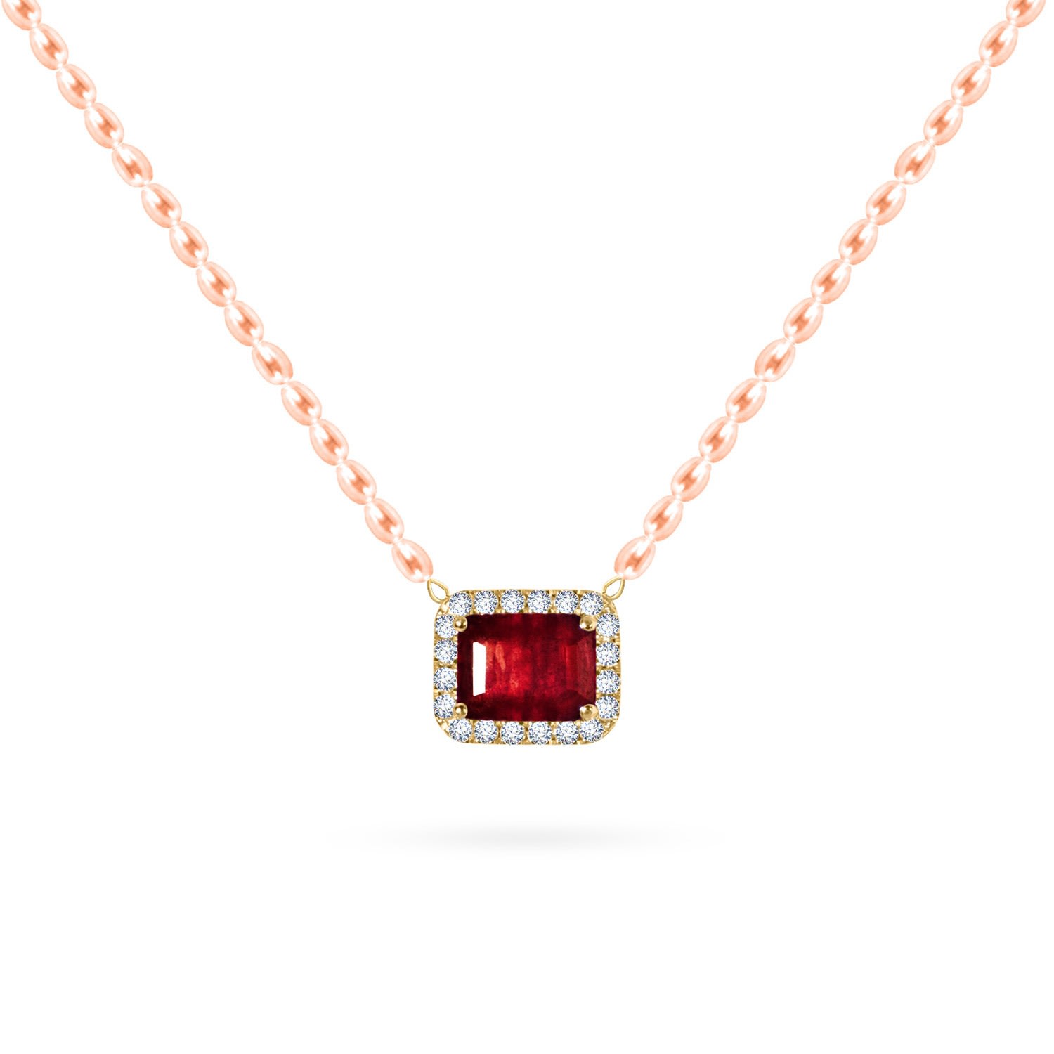 Women’s Necklace Cleopatra Rose Pearls On 18K Yellow Gold, Diamonds & Precious Stone - Ruby Aquae Jewels