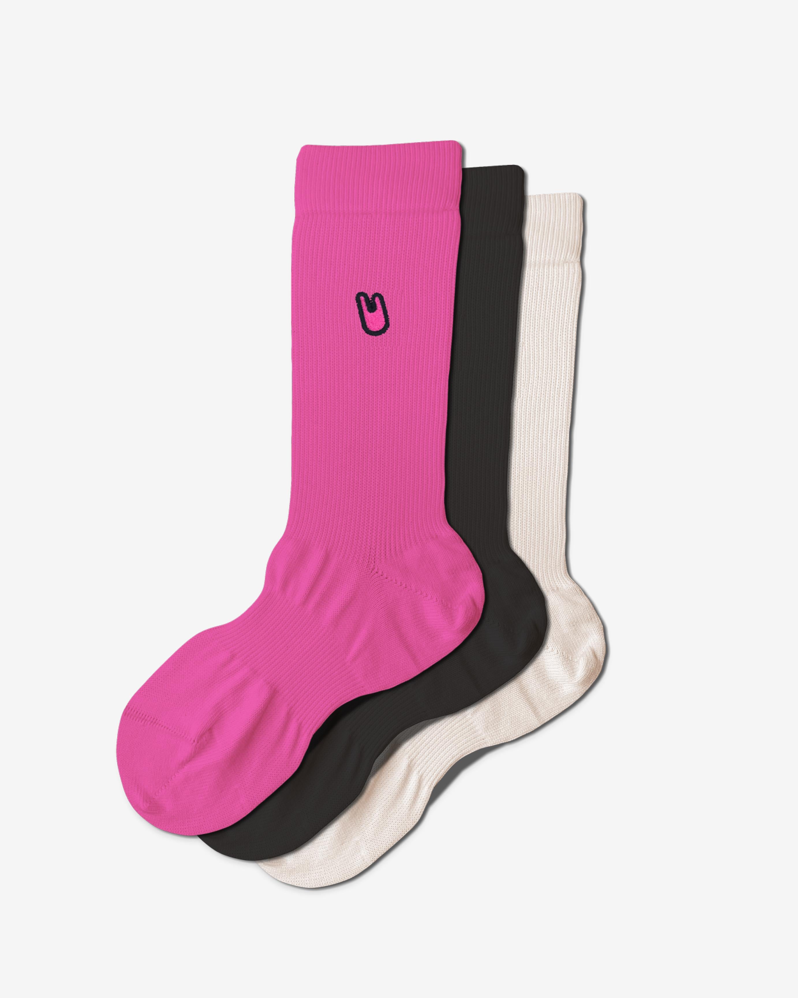 Unless Collective Women's Black / White / Pink The Zilch Socks - Three-pack - W - Multicolor In Black/white/pink