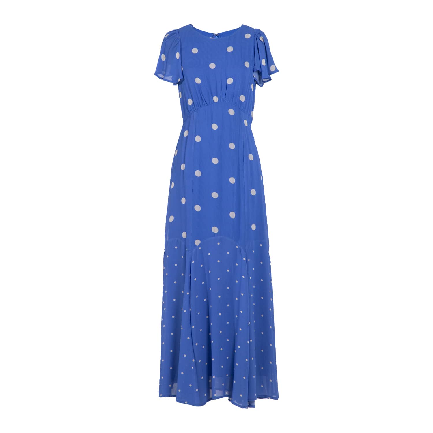 amazon blue polka dot dress Joanna And White Print Frill Sleeve Maxi XS Concept Abstract 70s Pattern Aesthetic