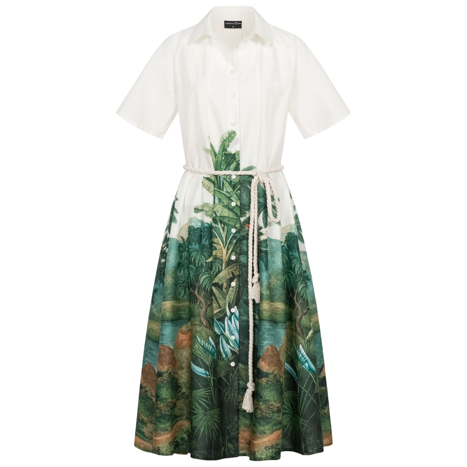 Women's Green Palm Print Shirtdress | XXL | Marianna Déri