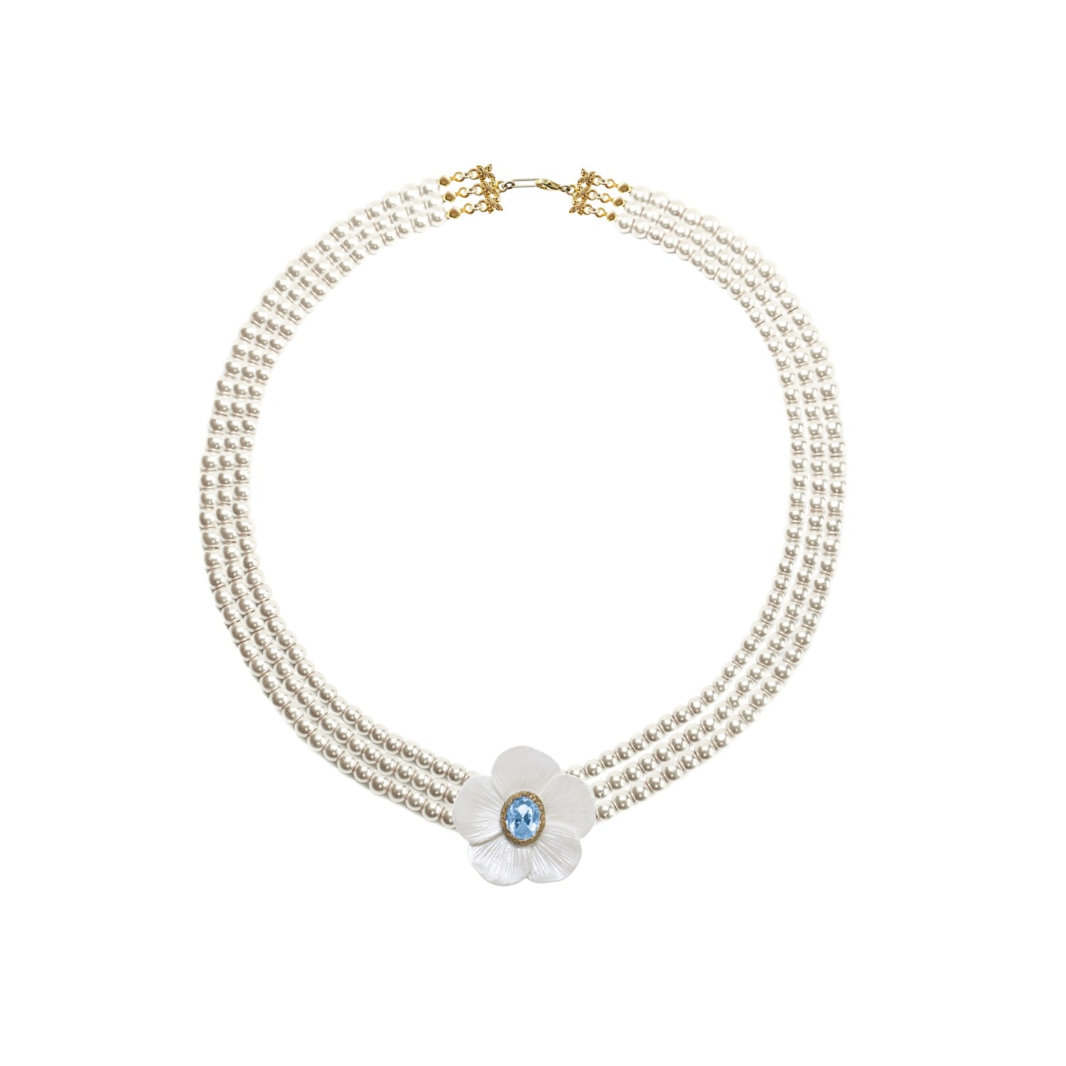 Women’s Gold / White Fairytale Choker - Aqua | Alegoria Jewellery