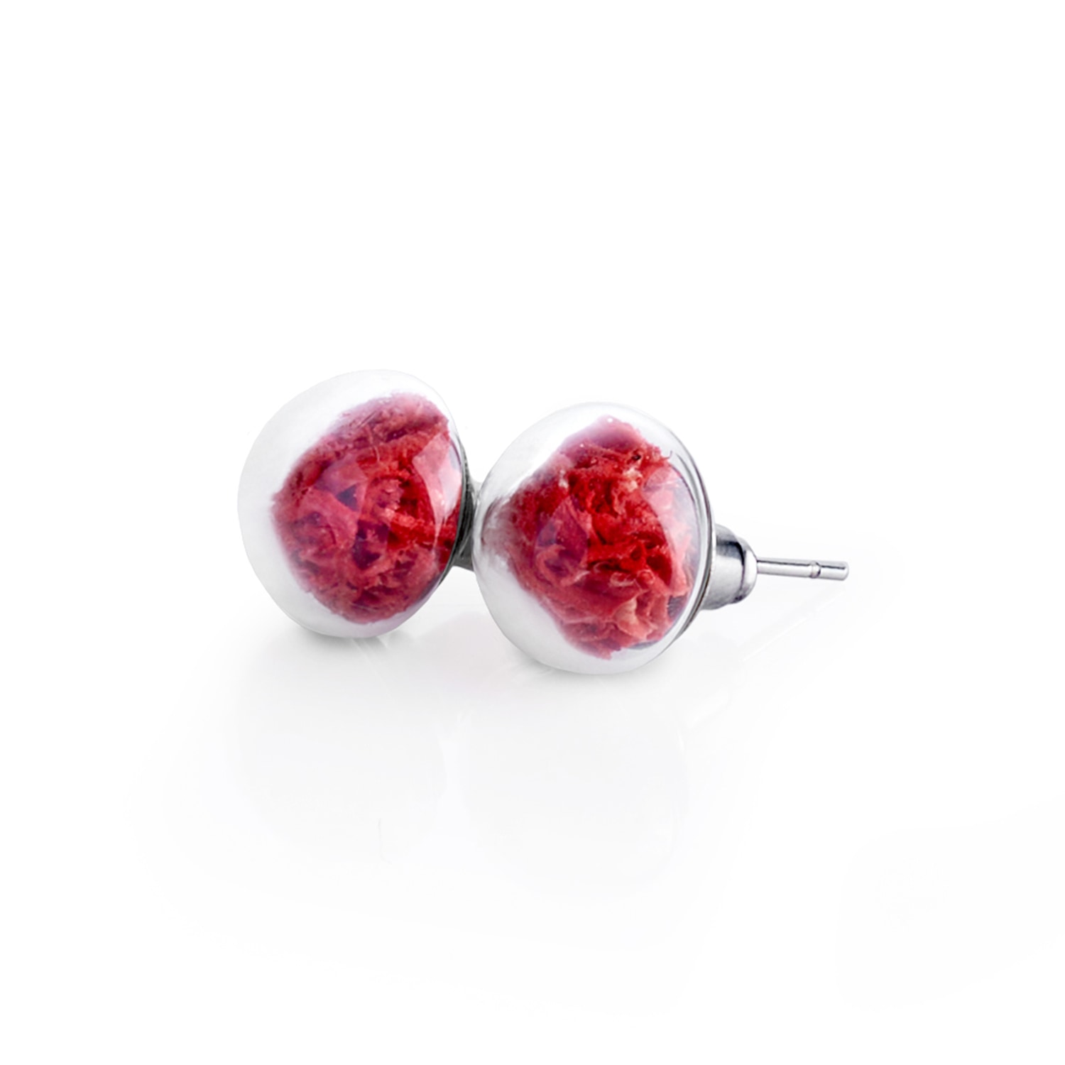My Little Nature Women's Stud Earrings With Natural Red Moss