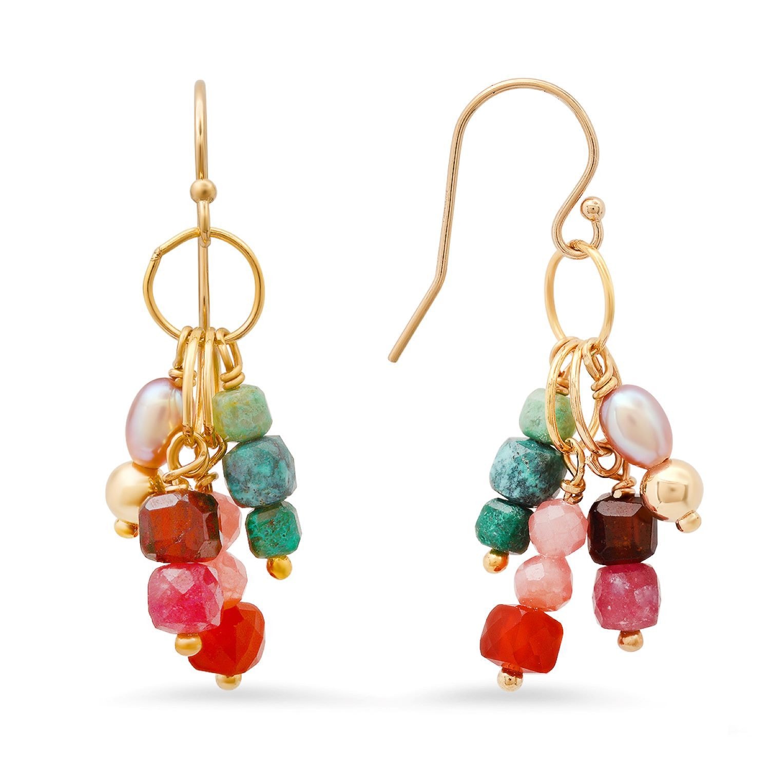 Soul Journey Jewelry Women's Pink / Purple Gemstone Turquoise Cluster Drop Earrings In Multi