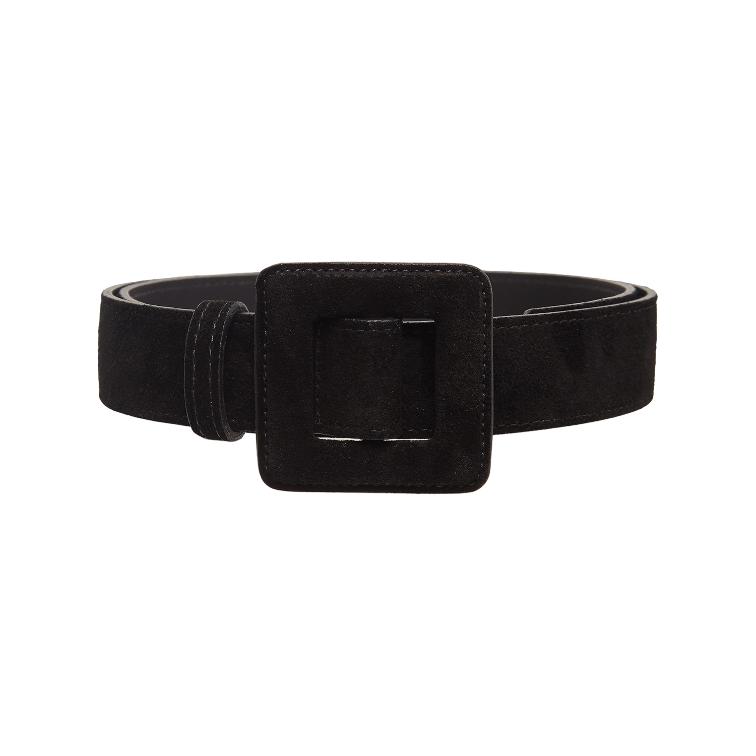 Suede Mini Square Buckle Belt - Black | BeltBe | Wolf & Badger