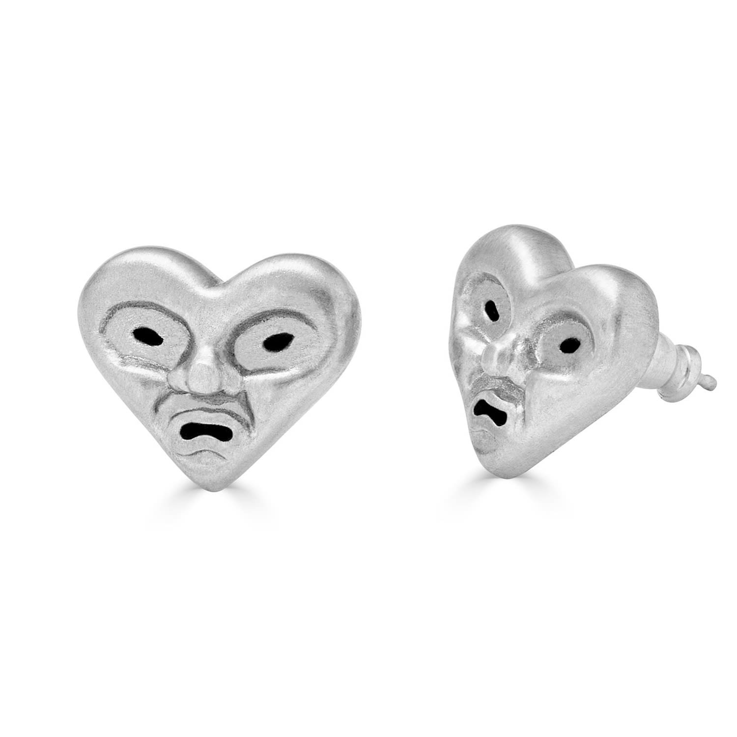 Puckr Women's Silver Heartface Earrings In Gray