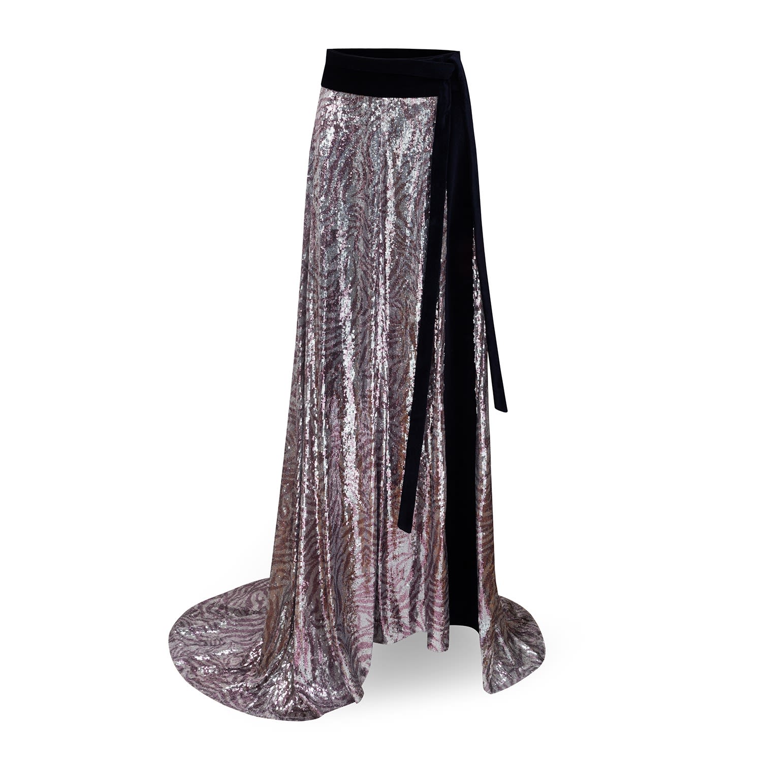 Women’s Silver Sequin Wrap Skirt One Size La Femme Mimi