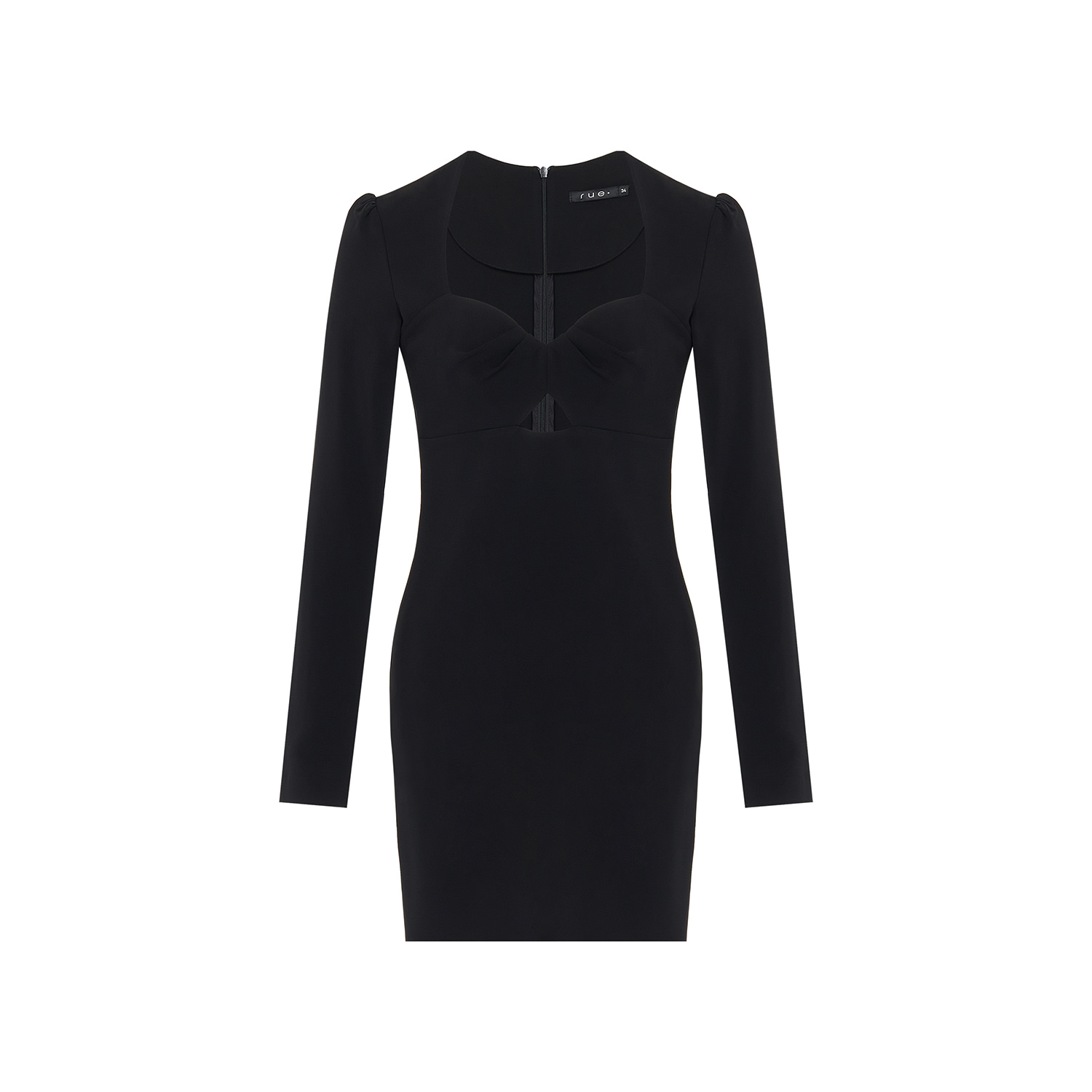 Rue Les Createurs Women's Cutout Detail Crepe Texture Black Mini Dress In Black