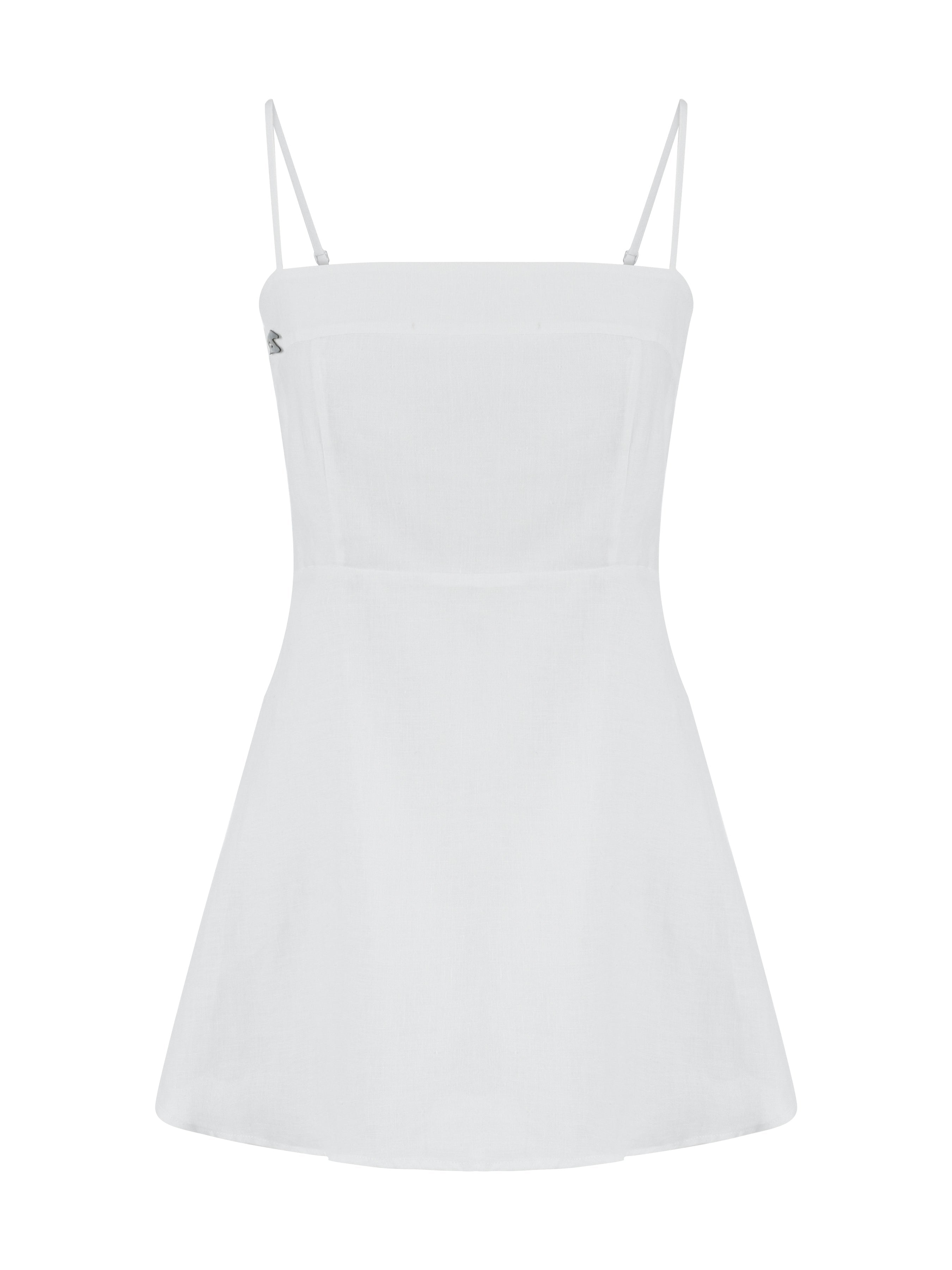 Dor Raw Luxury Women's Long Story Short Linen Mini Dress White