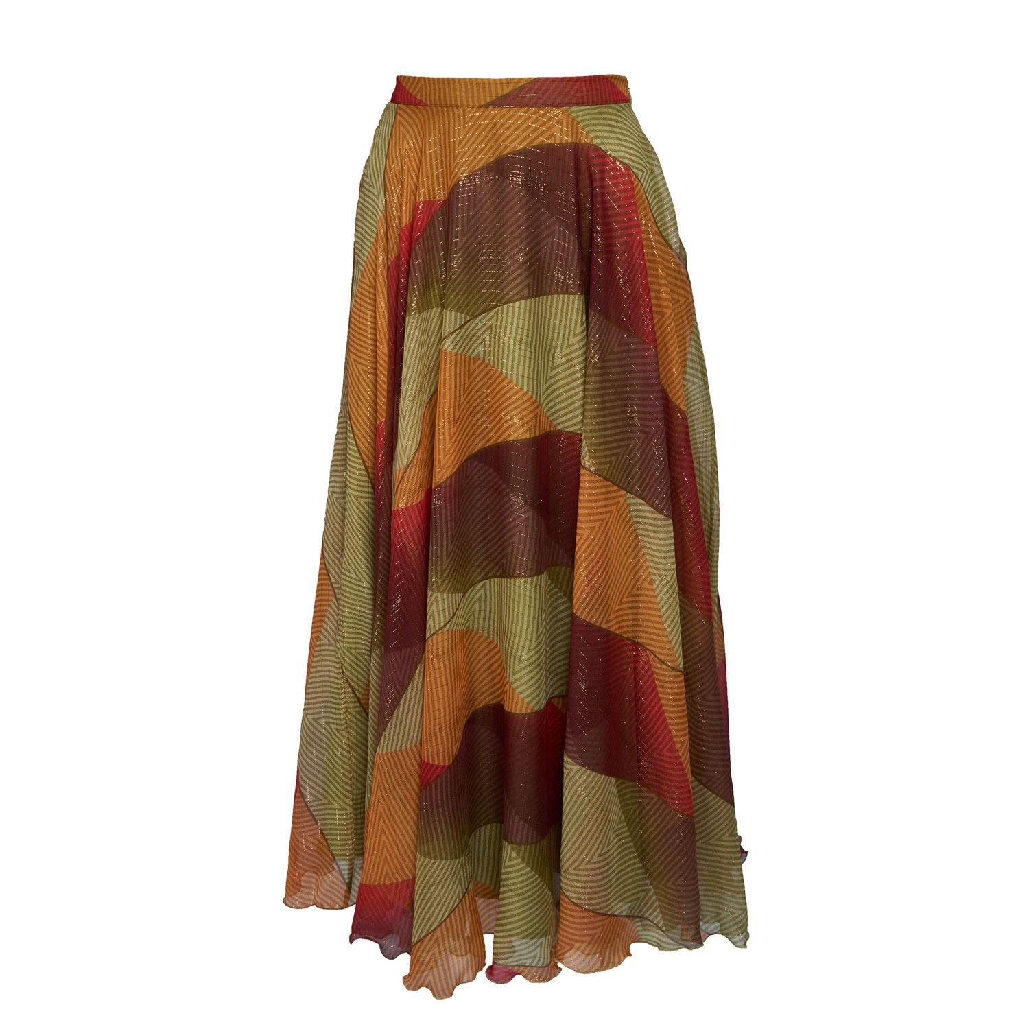 Women’s Long Silk Skirt In Multicolored Patch Large Sofia Tsereteli