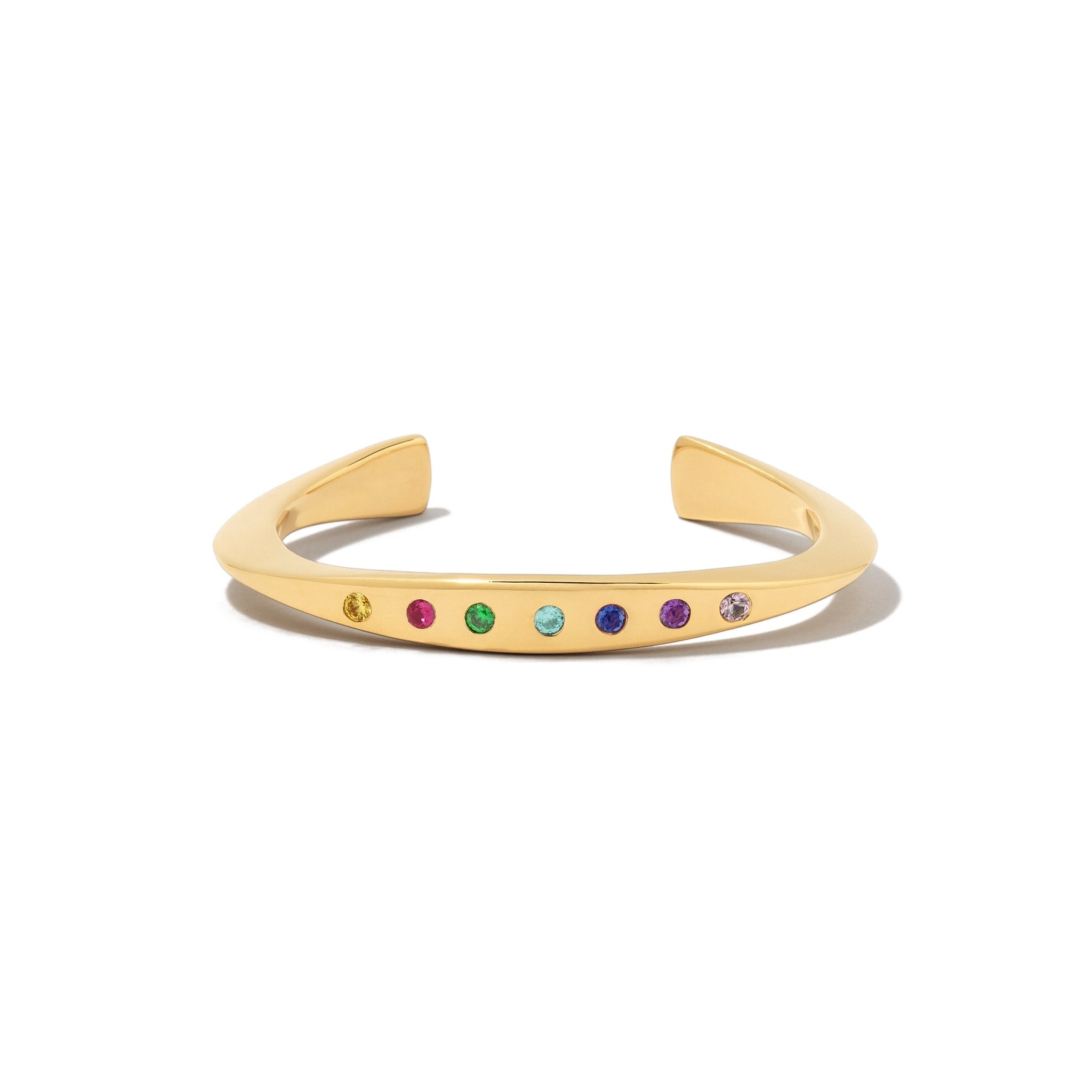 Minnie Lane Women's Gold Ellsworth Cuff With Rainbow Quartz