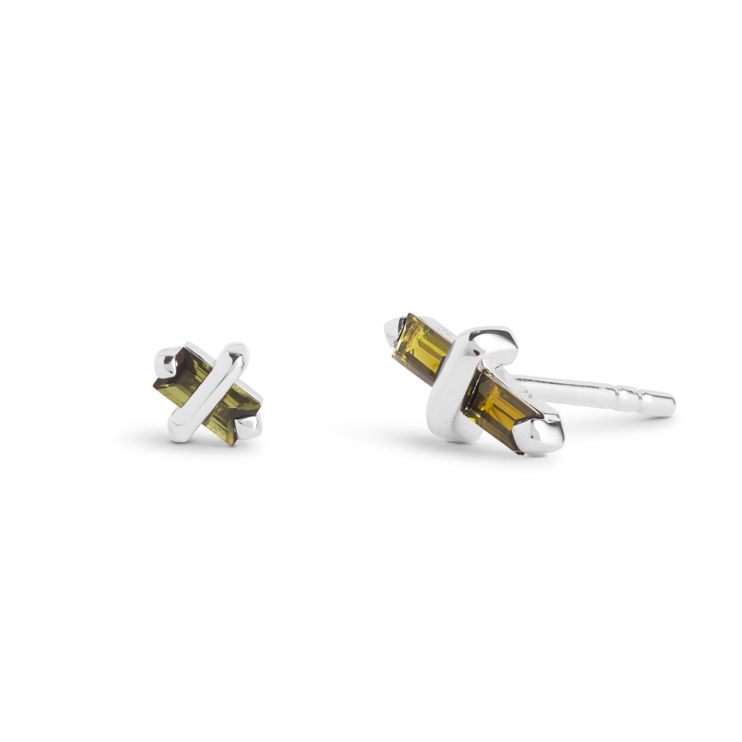 Kasun Women's Green / Silver Candy Kiss Earrings - October - Tourmaline - Silver