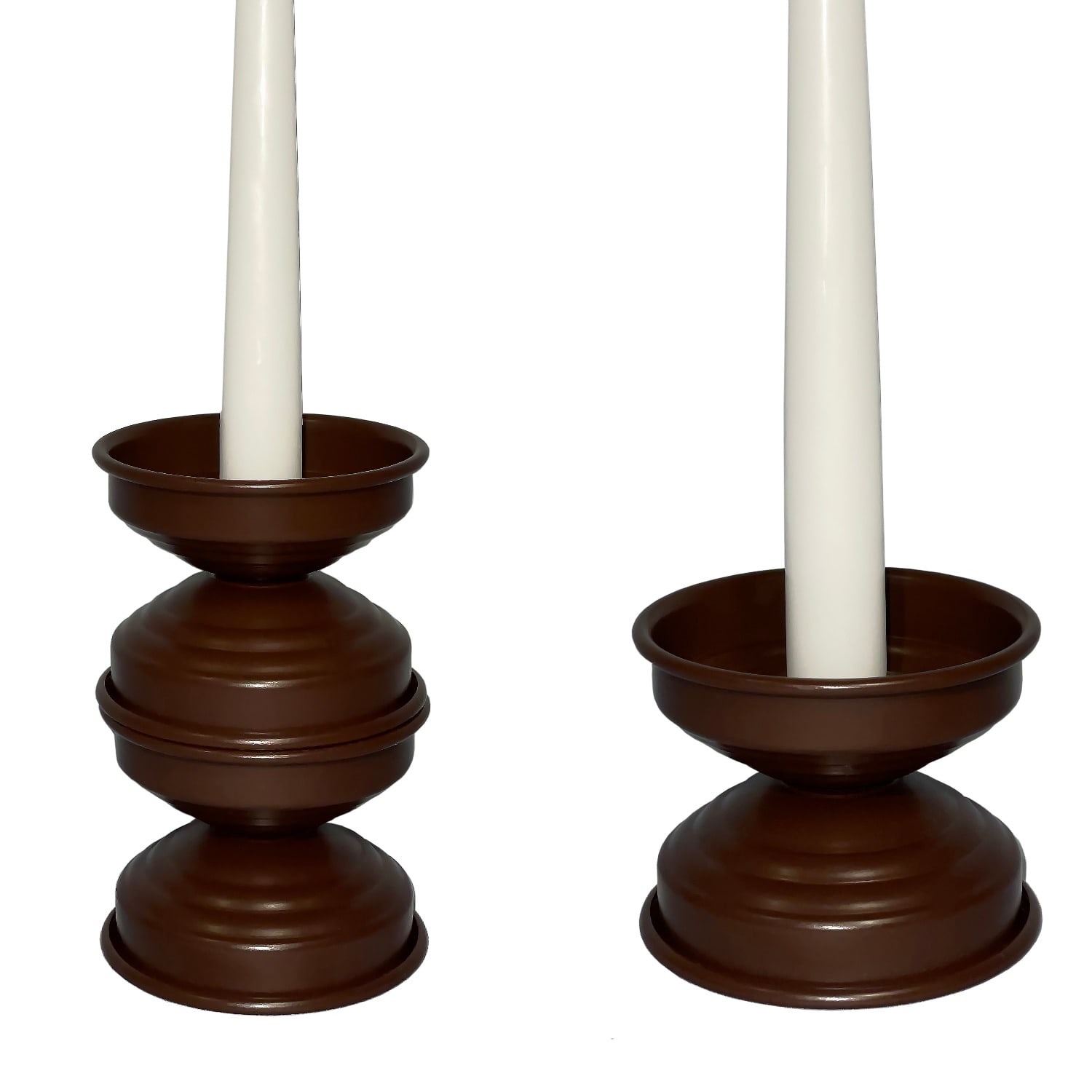 Caspal Brown Large And Small Chocolate Matte Candlestick Gift Set - Italian Design In Brown