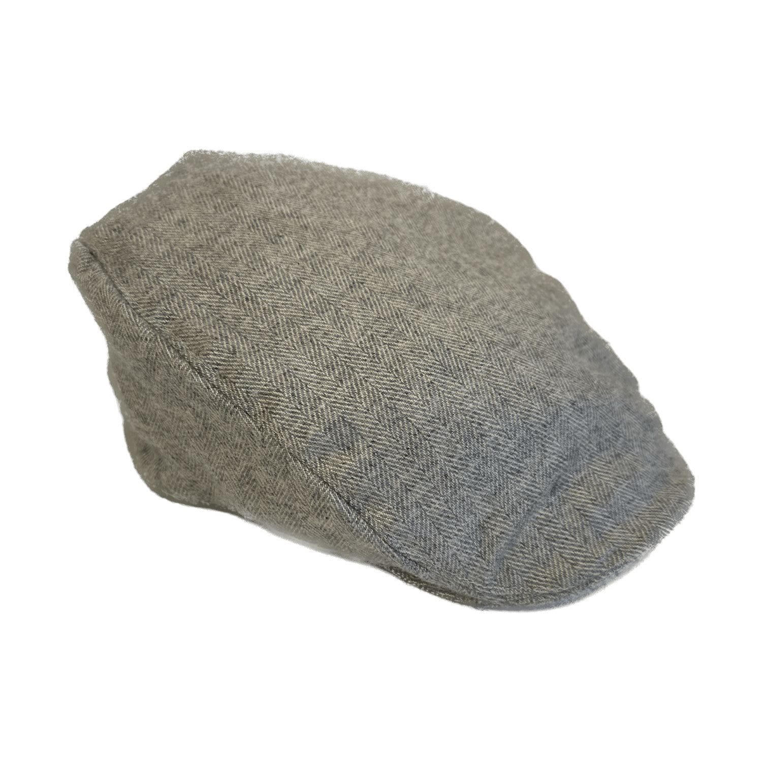 Men’s Grey Herringbone Cashmere Flat Cap Medium Kinalba