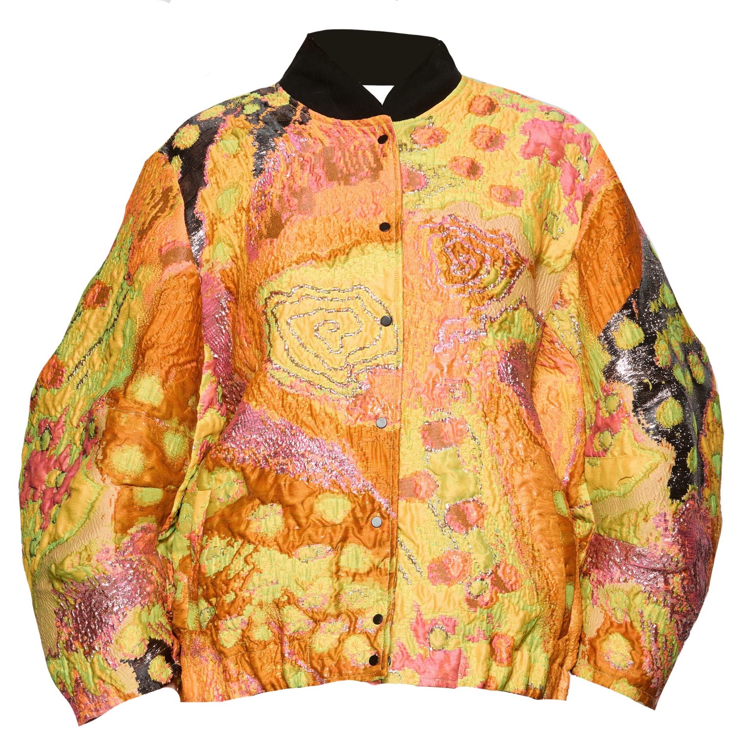 Mirimalist Women's Orange Statement Jacquard Bomber In Orange