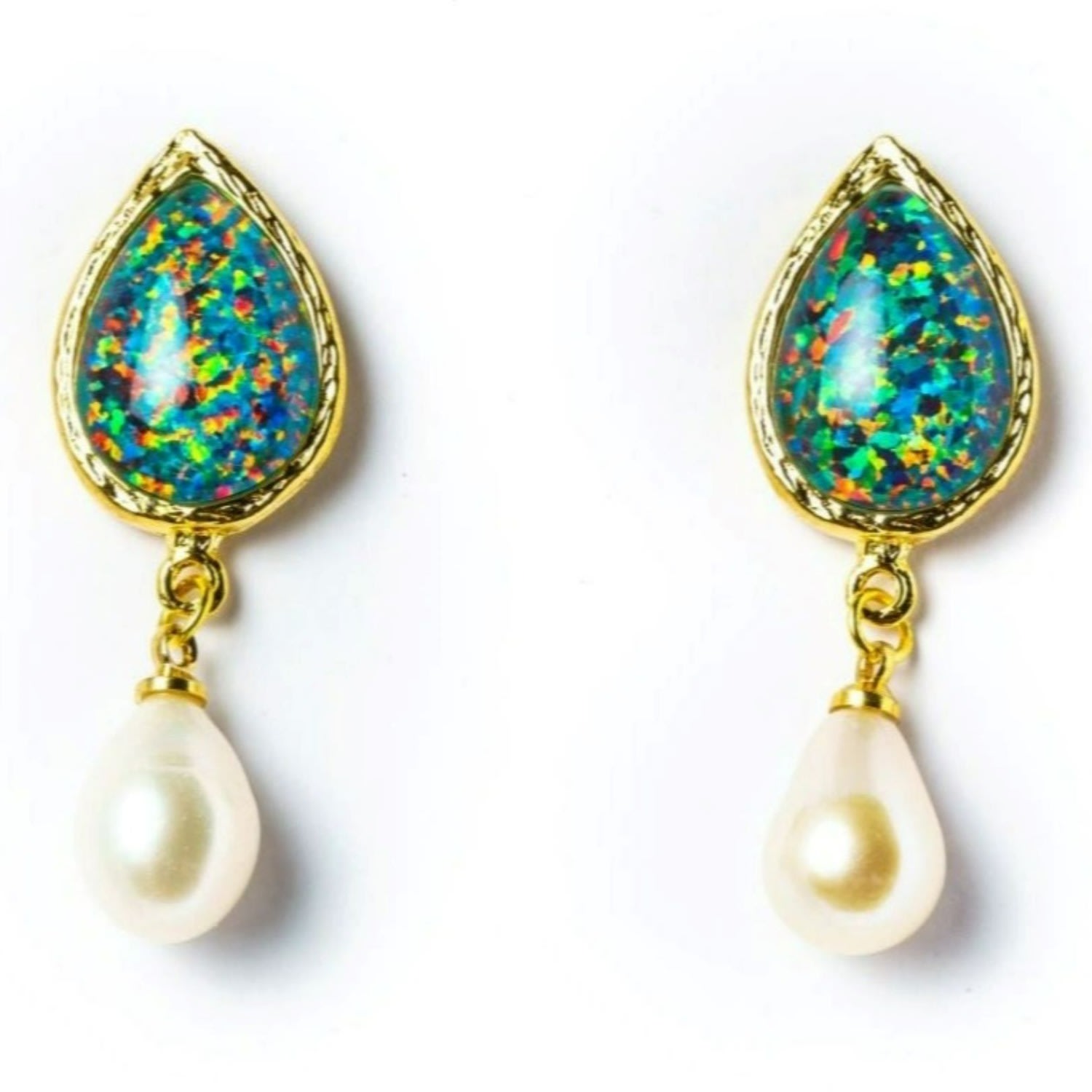 Women’s Pink / Purple / Gold The Santa Rita Earrings Opal Freashwater Pearl -Green, Pink, Blue Eunoia Jewels