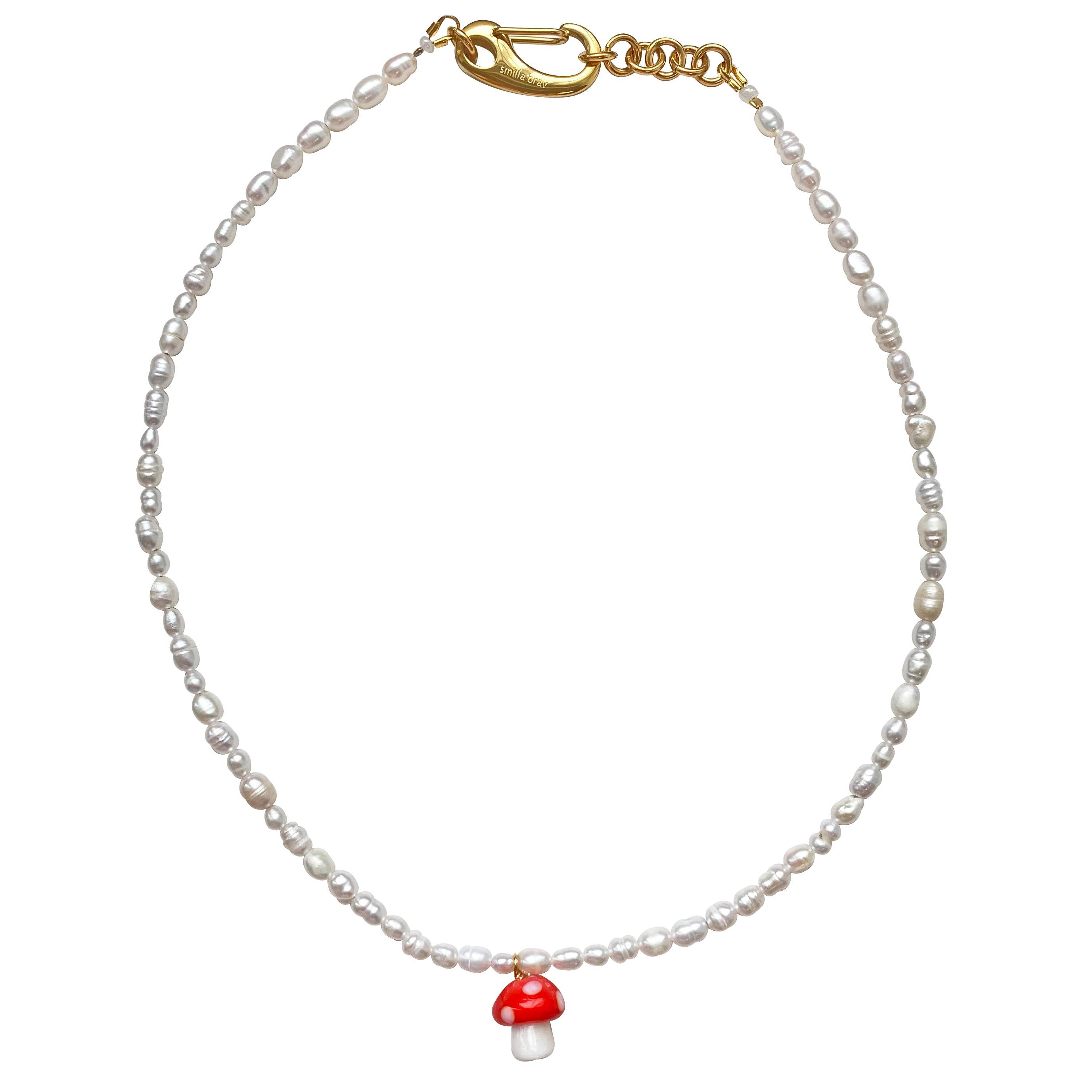 Smilla Brav Women's Gold / White / Red Mushroom Pearl Necklace Glückspilz In Multi