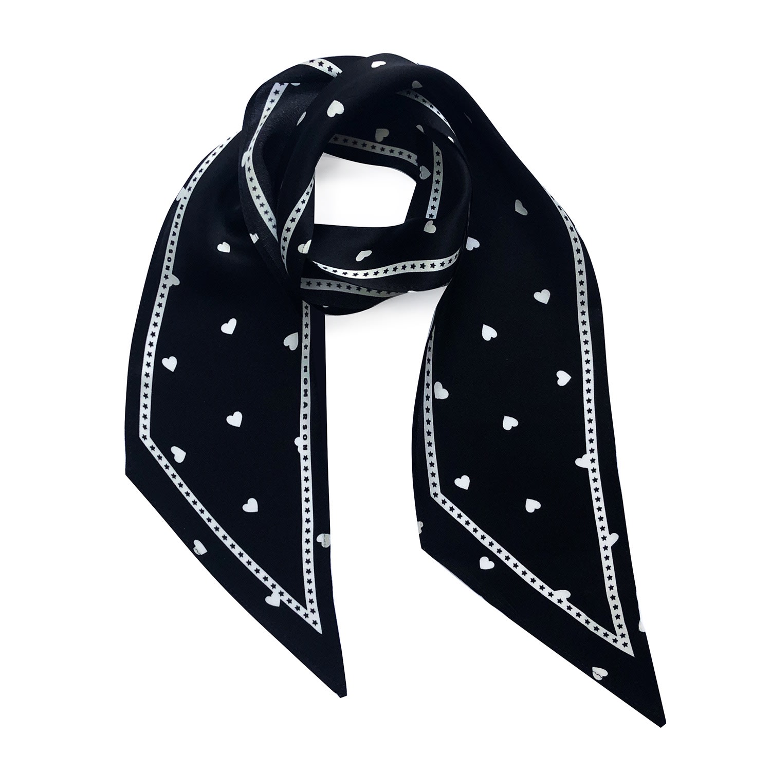 Women’s Tiny Hearts Silk Neck Scarf Black & White Ingmarson