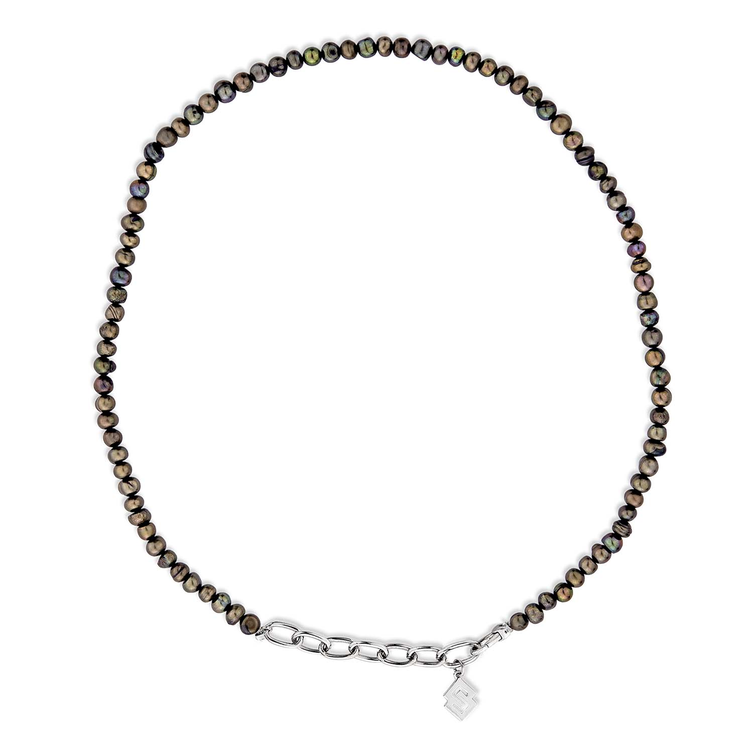 Sally Skoufis Women's Black / Silver New Moon Necklace With Natural Black Pearl In Sterling Silver In Multi
