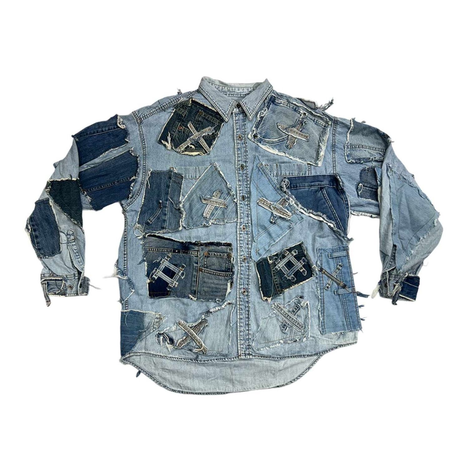 Zasta Studio Men's Shredded Couture Denim Jacket B