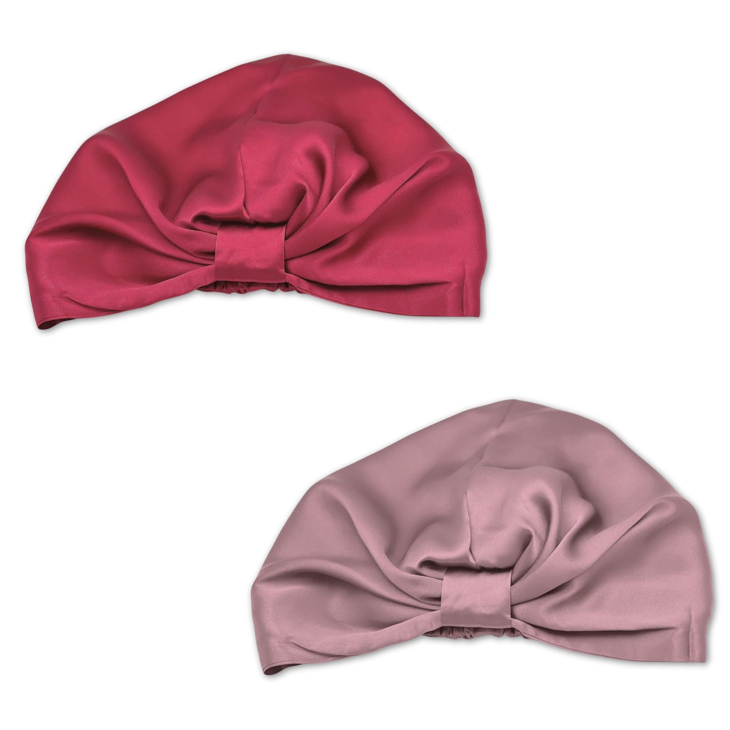 Hi Silk Women's Pink / Red Set Of Two Double-layer Silk Bonnets - Wine Red And Dusty Pink - Nineteen Momme M In Multi