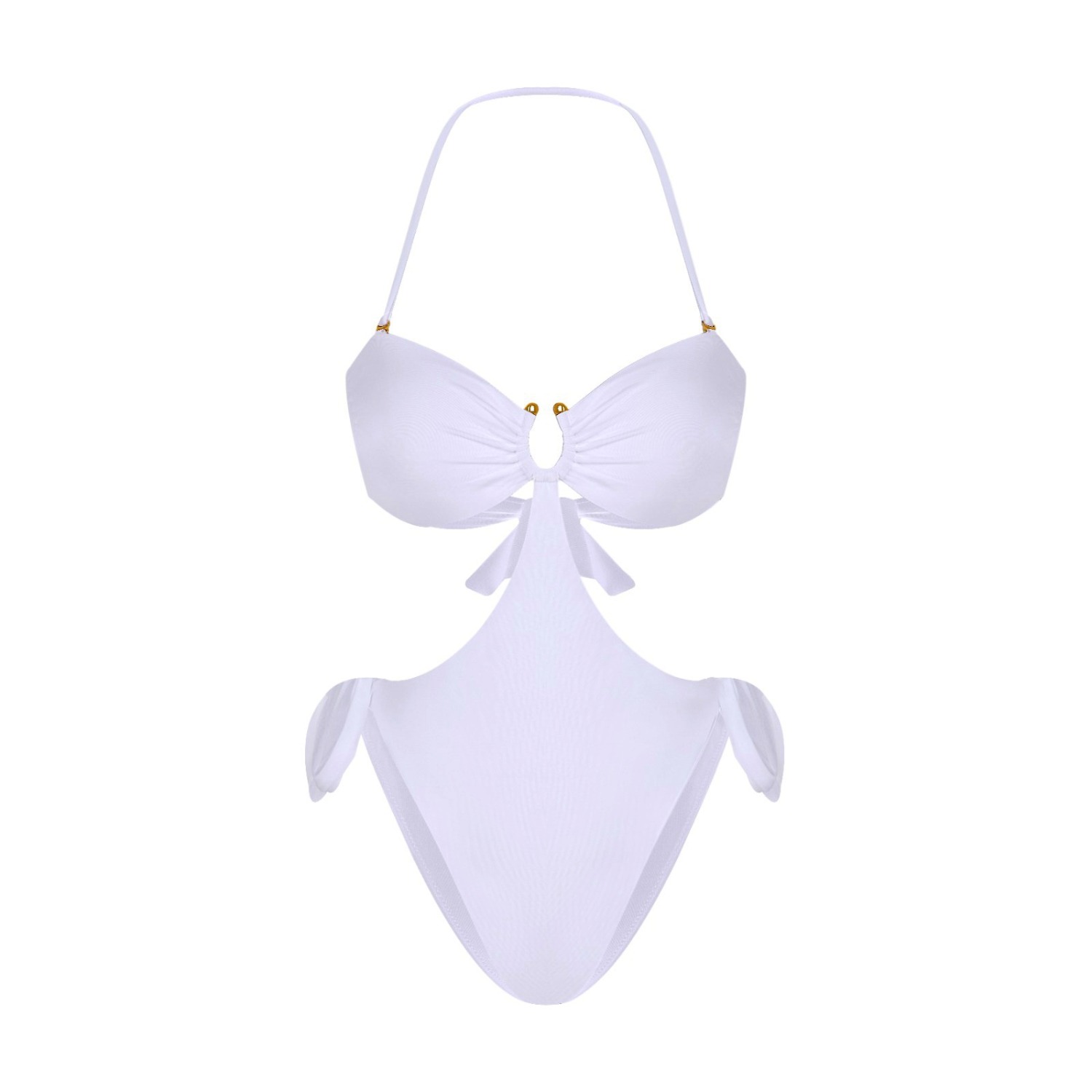 Mahogany Coast Swim Women's Desire Ruched Bandeau Side-tie Swimsuit In White In White