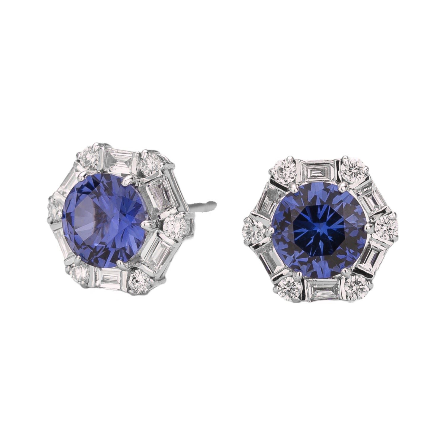 Women’s Blue / White / Silver Melba Earrings In Blue Sapphire & Diamond Juvetti