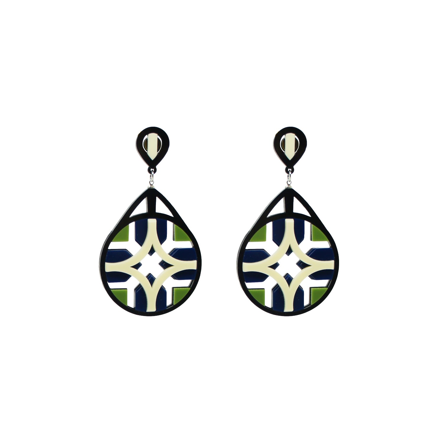 Gissa Bicalho Women's Acrylic Handmade Earring Tile / Blue