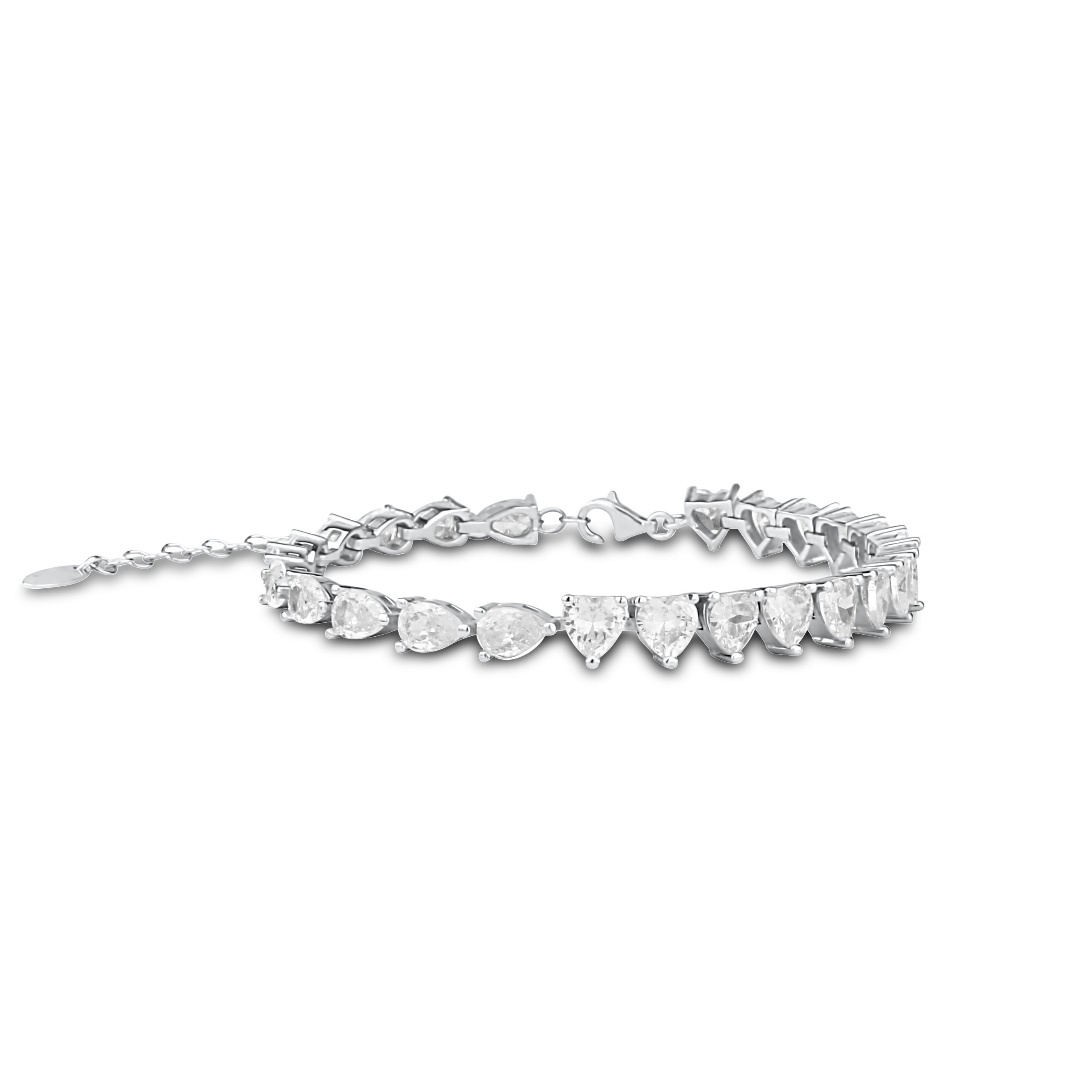 Women’s Half Heart Half Pear Tennis Bracelet - Silver Shymi