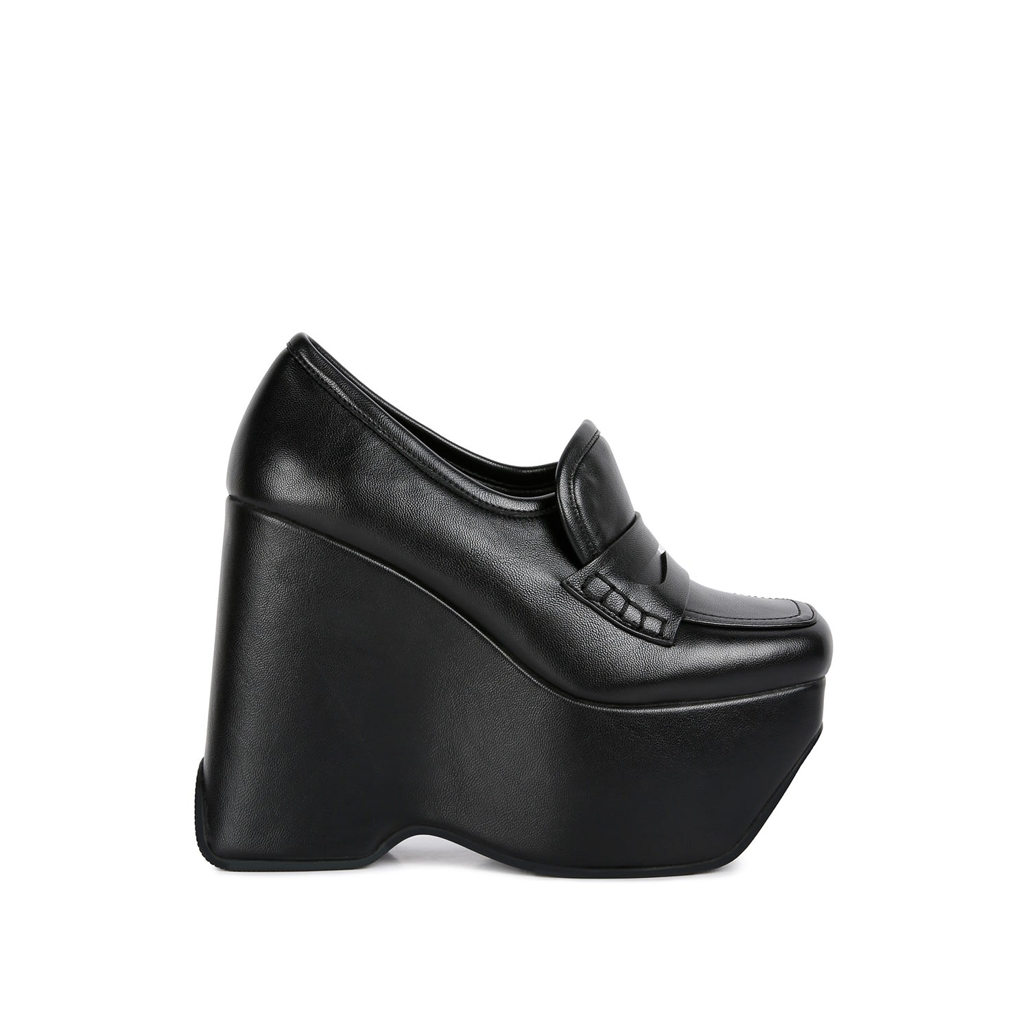 Rag & Co Women's Gilliam Black High Platform Wedge Loafers In Black