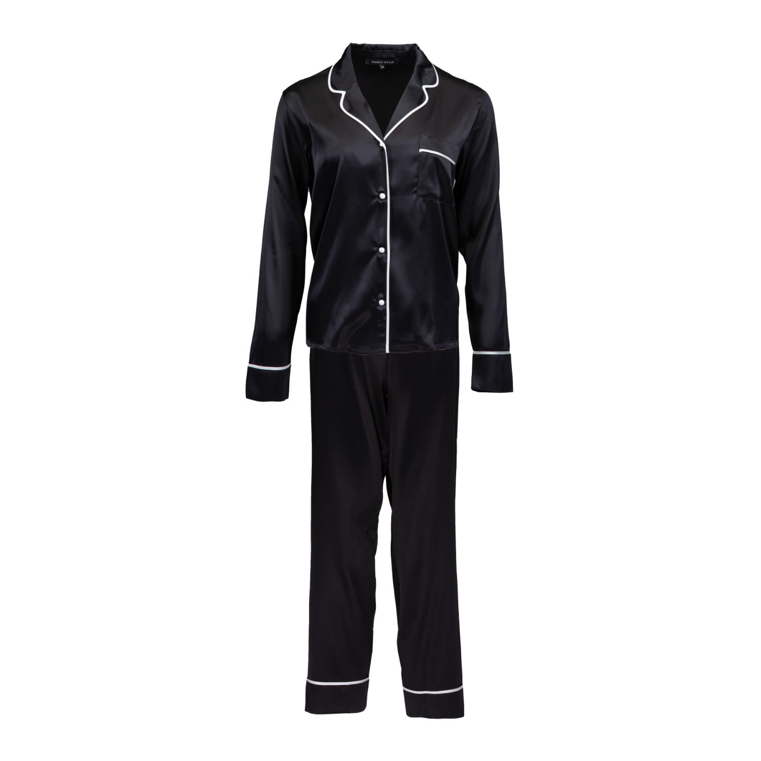 Women’s Silk Black Pyjama Suit Medium House of Silk