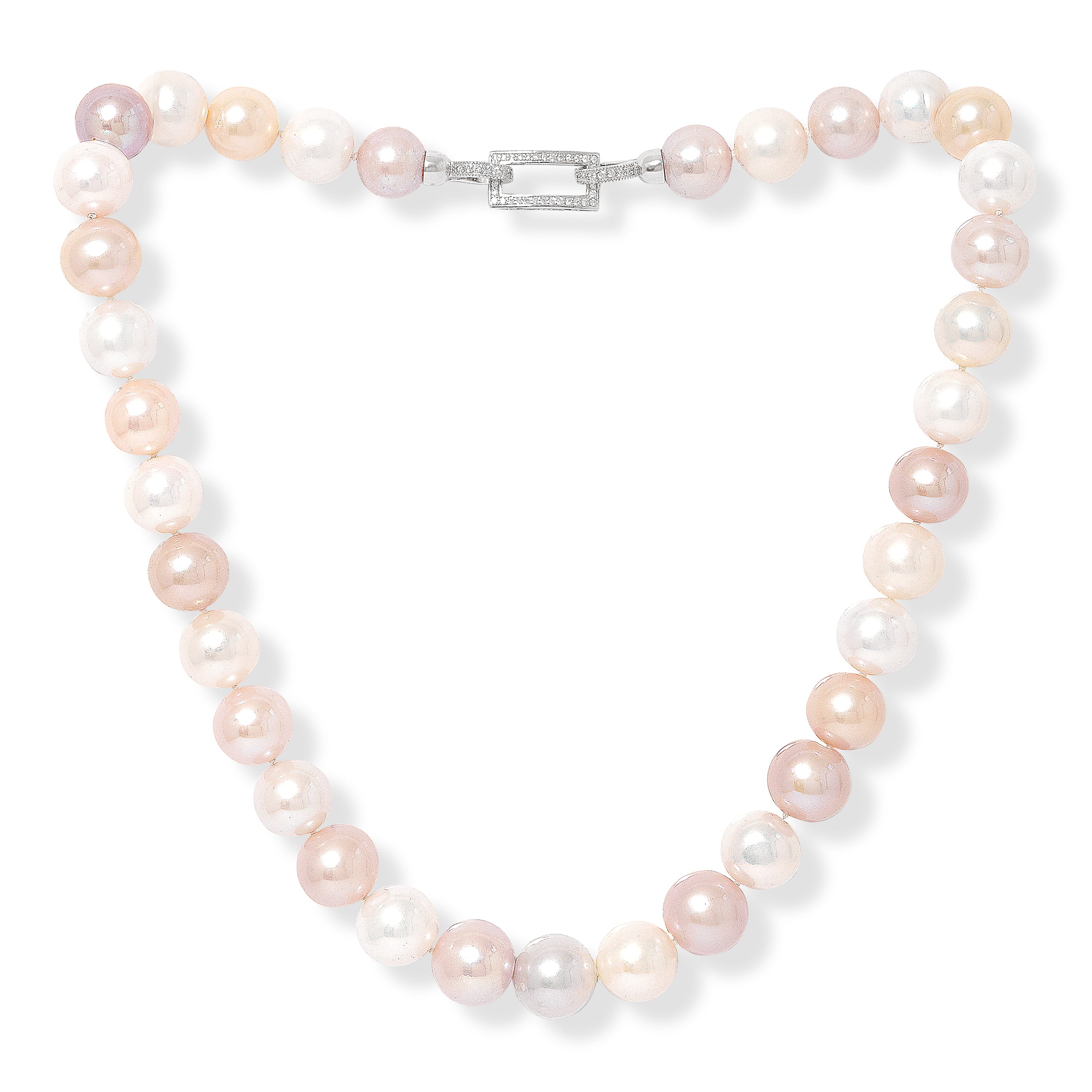 Women’s White / Pink / Purple Gratia Pink & White Cultured Freshwater Pearl Necklace With Pave Clasp Pearls of the Orient Online