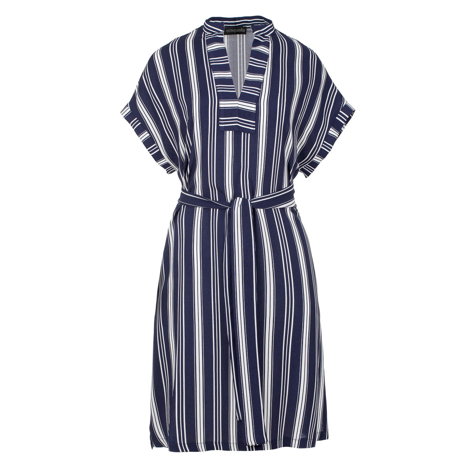 Women’s Blue Striped Sleeveless Dress With Side Slits Small Conquista