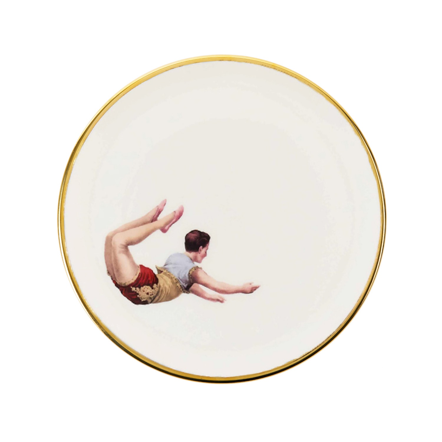 Melody Rose London White / Gold Trapeze Boy Salad Plate In Multi