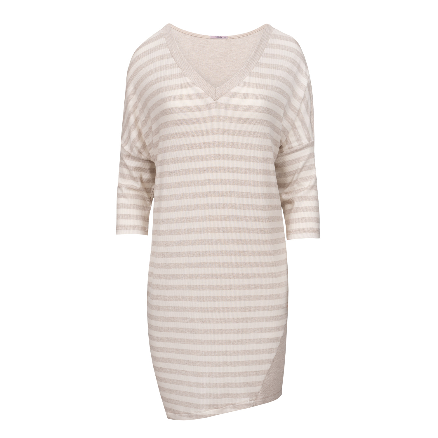 Oh!zuza Night&day Neutrals / White Asymmetrical Ribbed Lounge Dress - Beige Melange