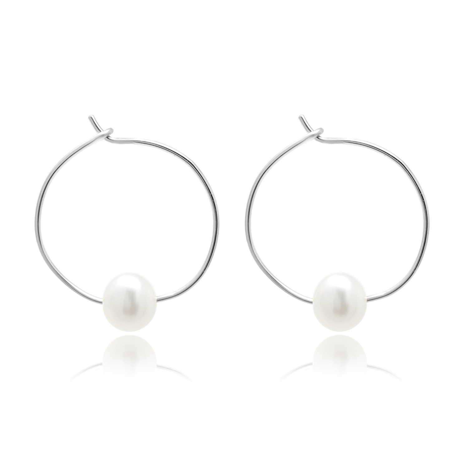 Thin Wire Hoop Earrings in Sterling Silver, 70mm – Miabella