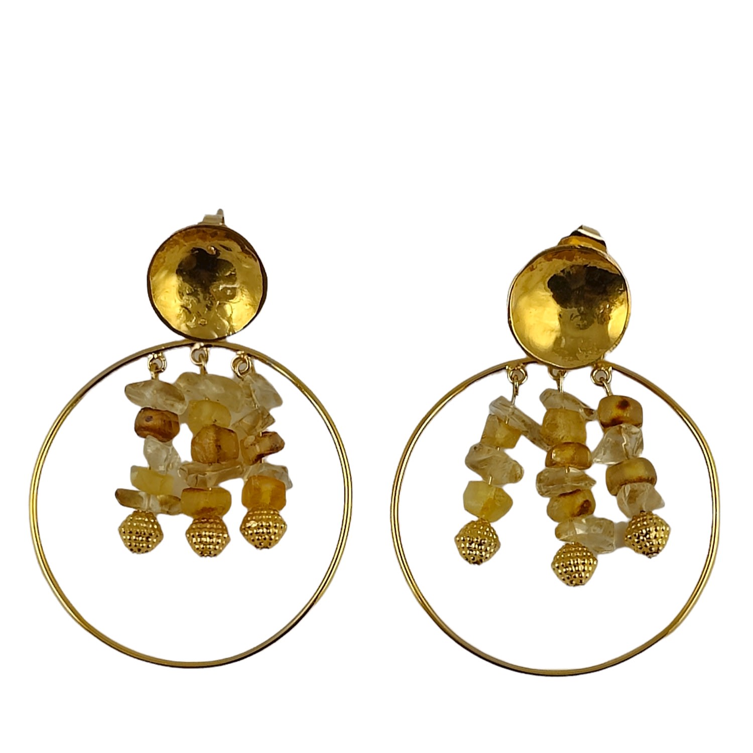 Women’s Solaris 24K Gold-Plated Hoop Earrings With Citrine & Amber Stones Ortus