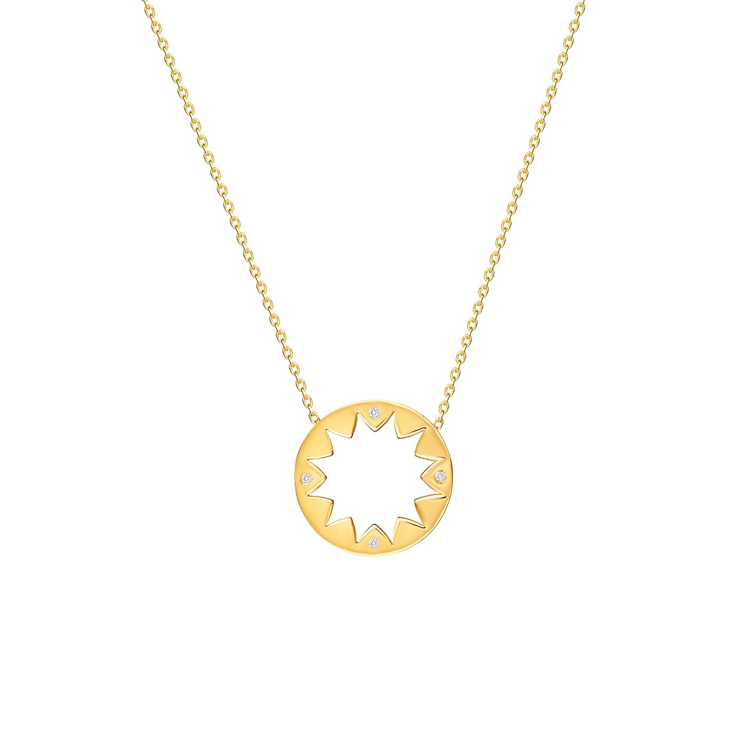 Women’s Diamond Sun Pendant - Gold Mosuo Jewellery