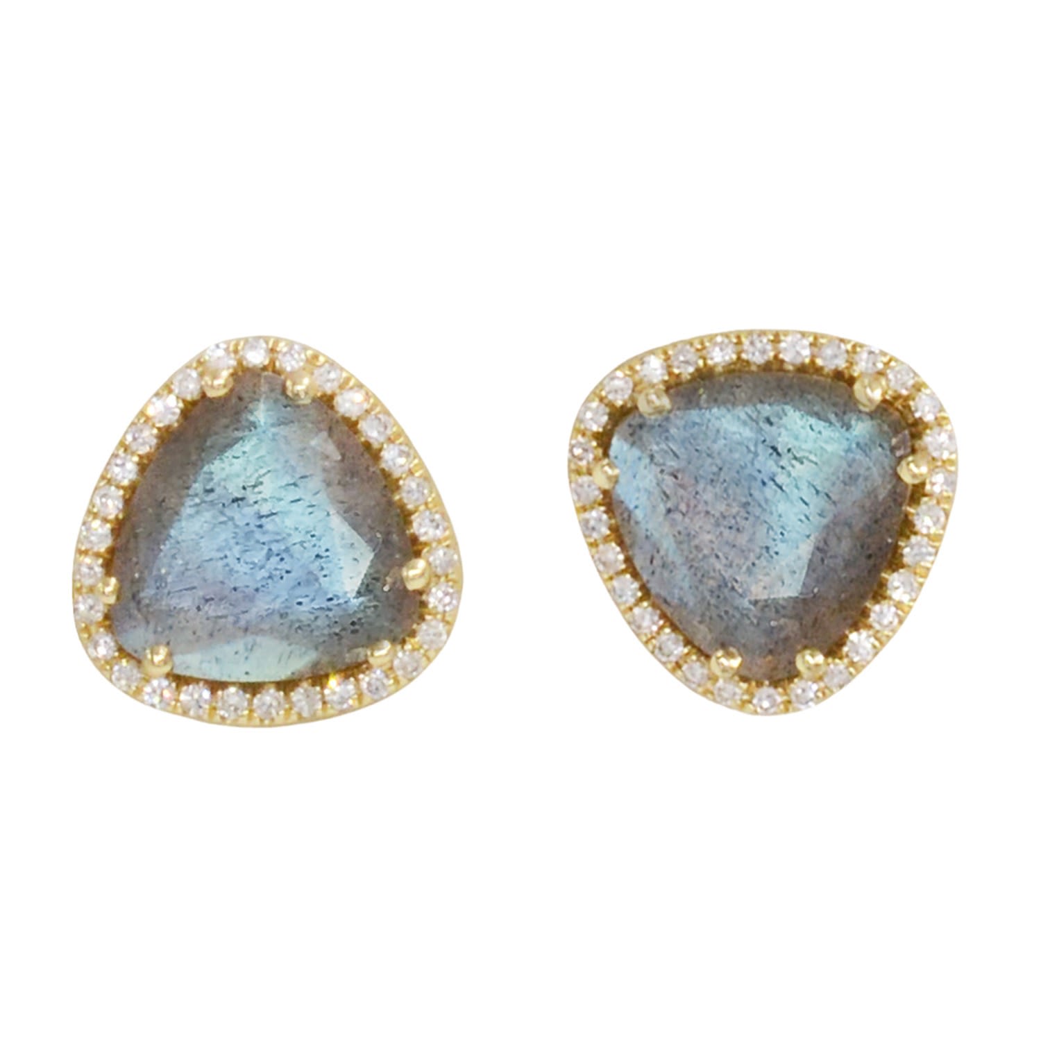 Women’s Blue Labradorite Trinity Studs With Diamonds Kamaria