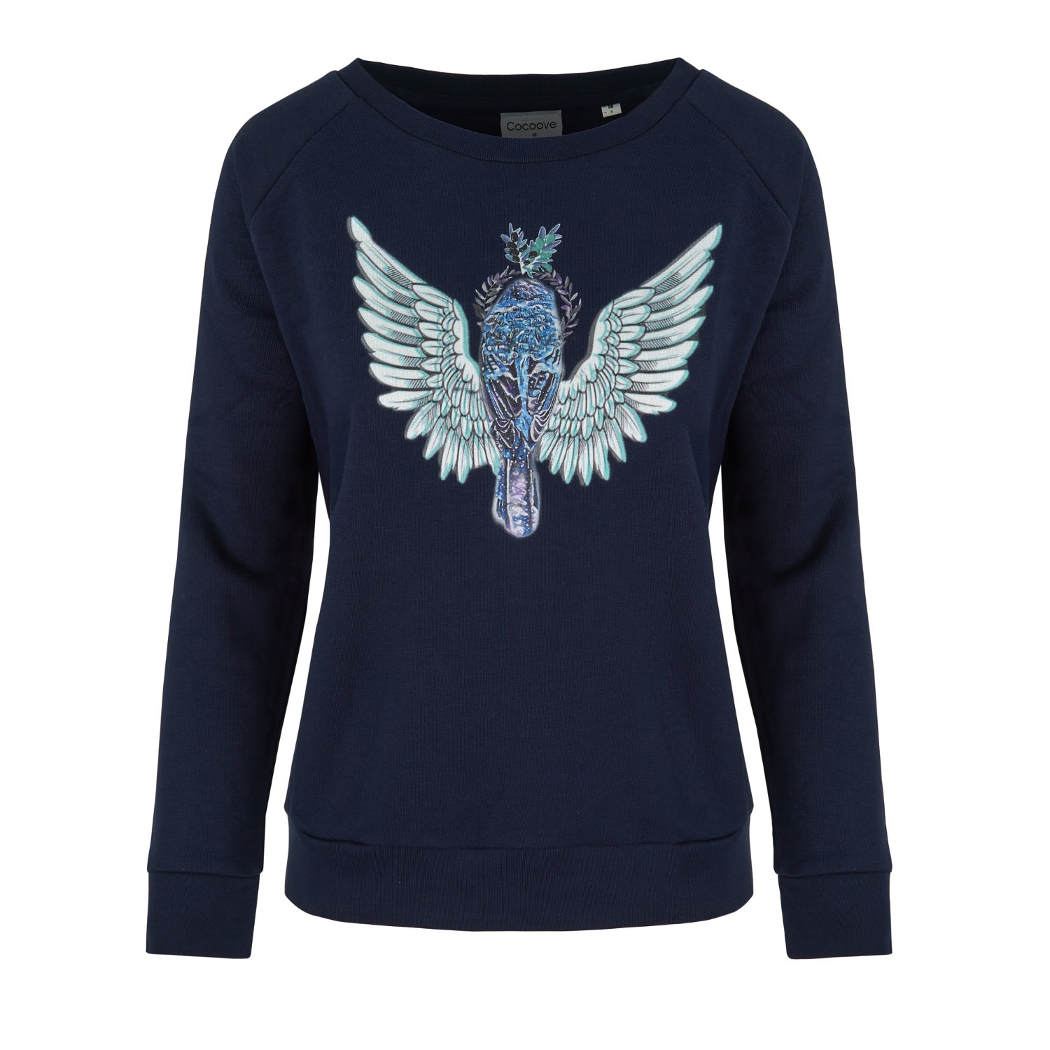 Women’s Blue Olive Branch Winged Bird Print Sweatshirt In Navy Small Cocoove