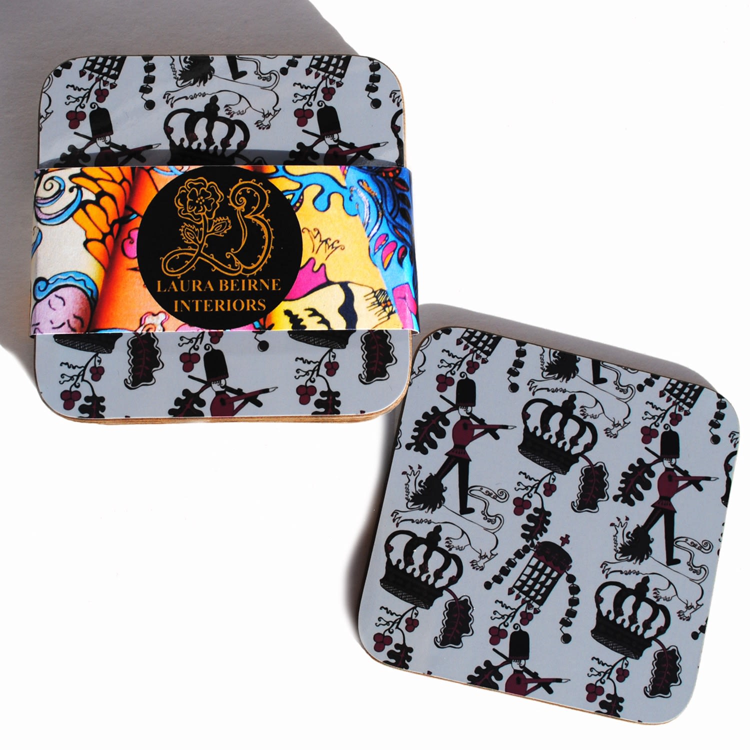 Laura B Interiors Set Of 6 Grey Being British Coasters In Gray