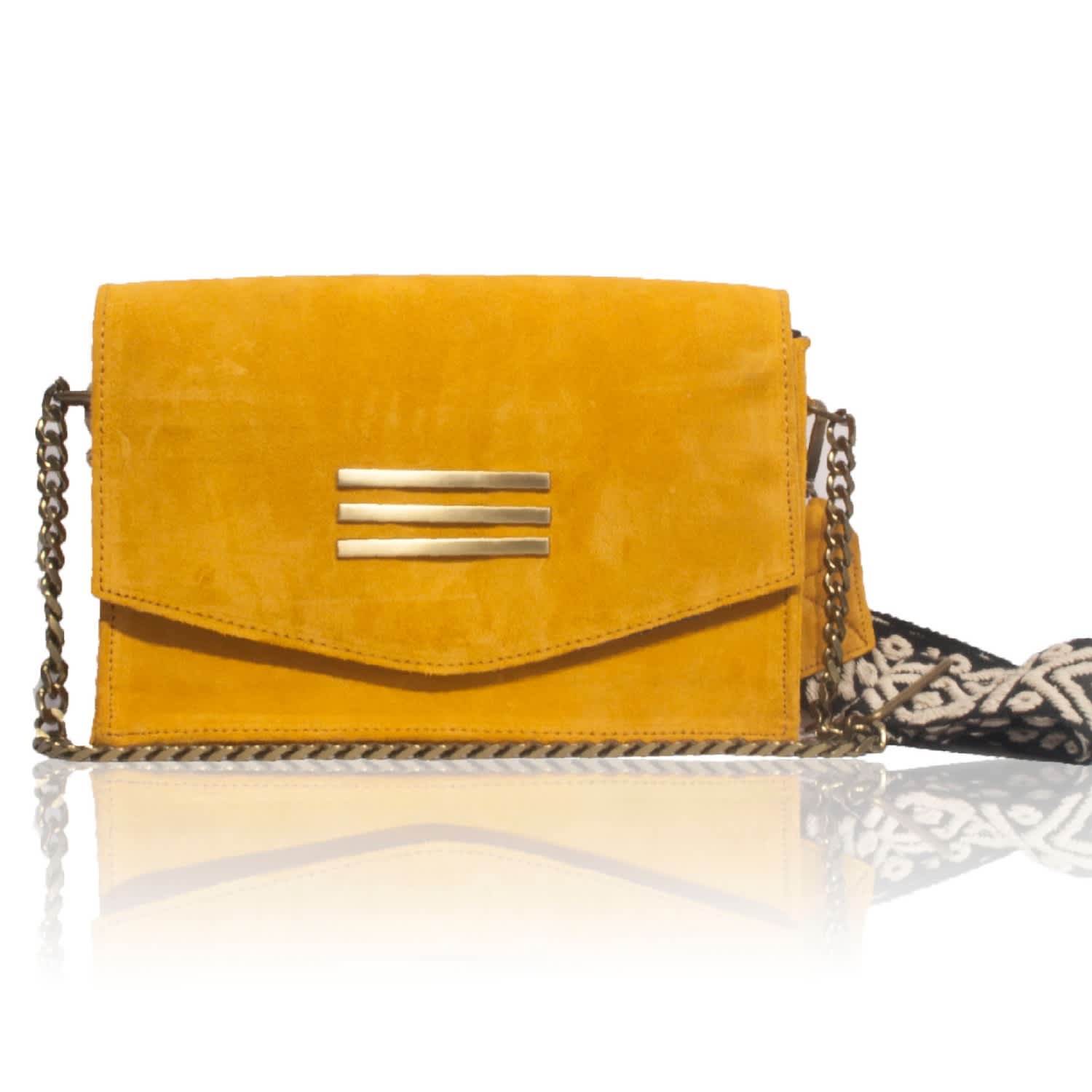 yellow suede handbag