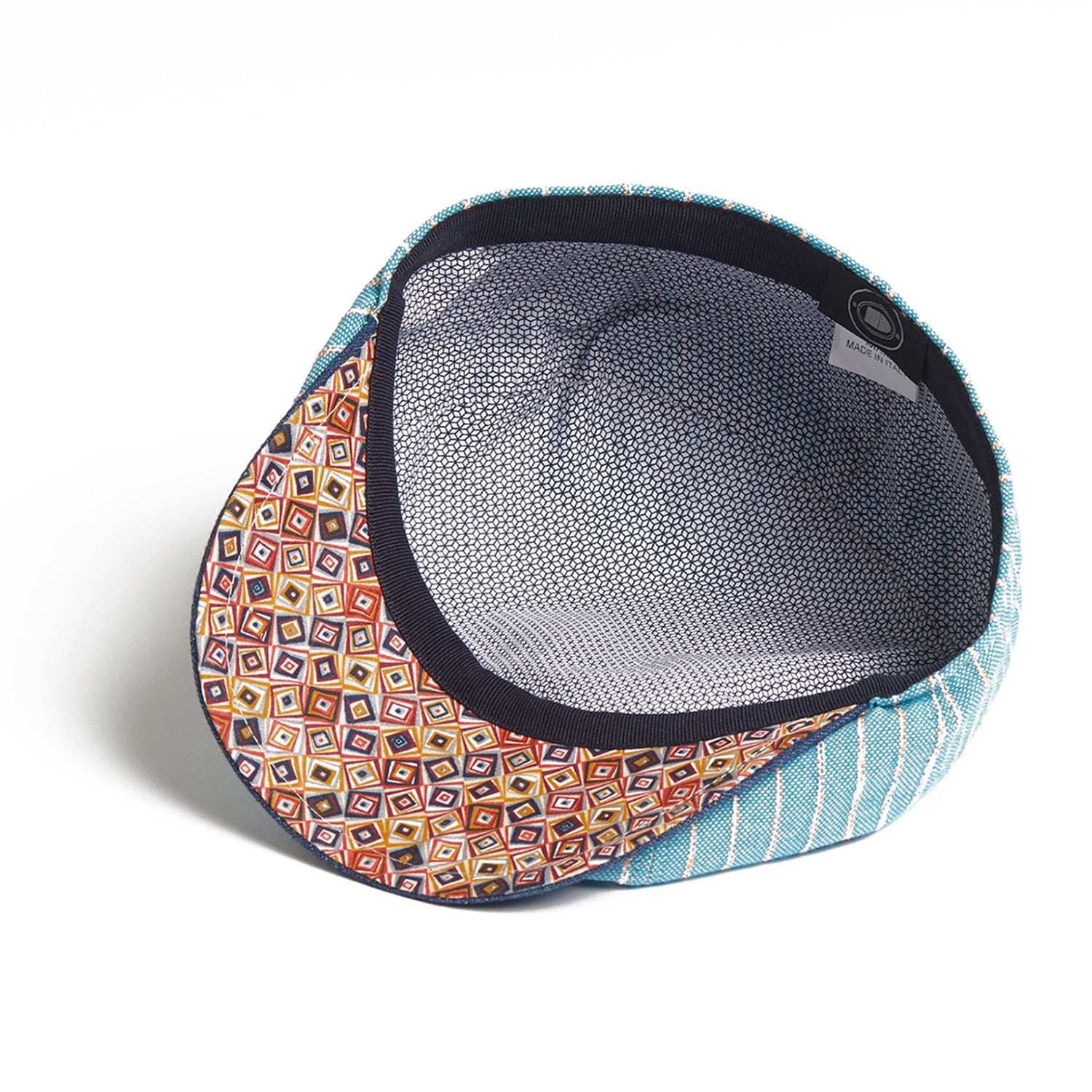 Dasmarca Hats Men's Blue Lloyd Stripe Peaked Summer Italian Linen Bakerboy Newsboy Cap - Turquoise In Blue