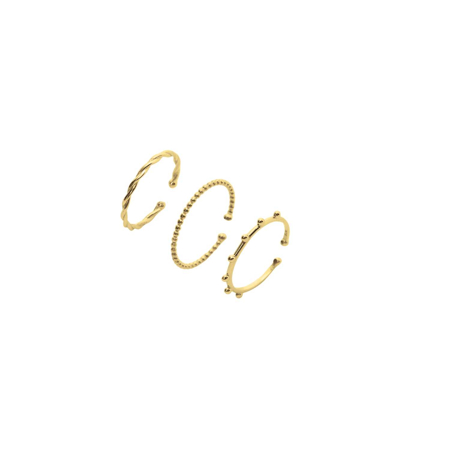 Spero London Women's Skinny Layering Adjustable Ring Set - Gold In Gold