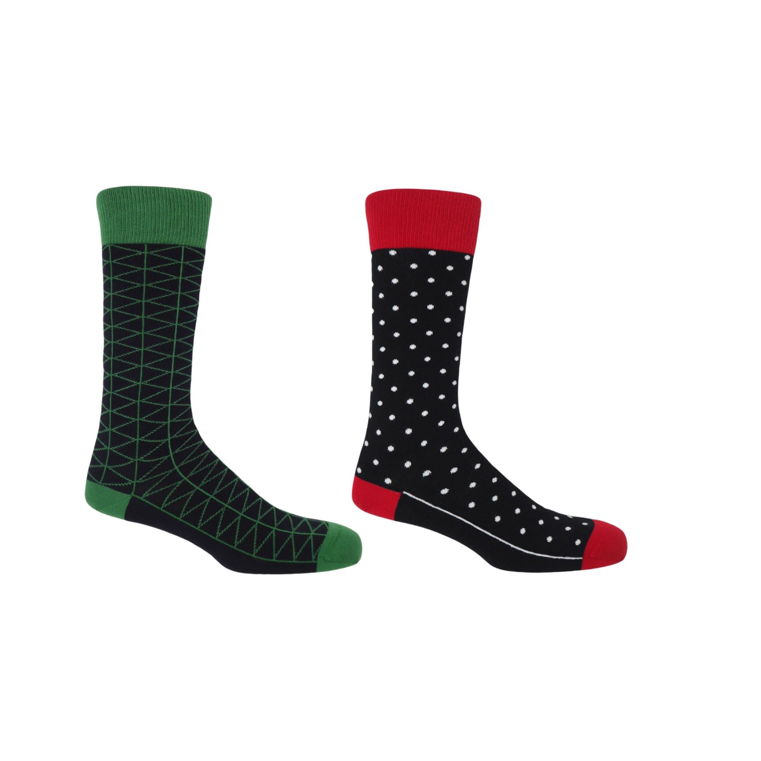 Peper Harow - Made In England Black Tritile & Black Pin Polka Men's Socks Two Pack In Black