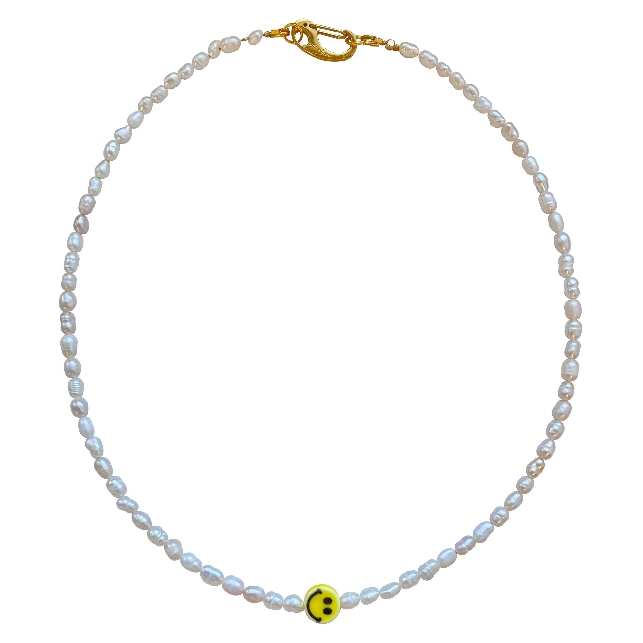 Smilla Brav Women's Orange / Gold / White The Smiley Pearl Necklace